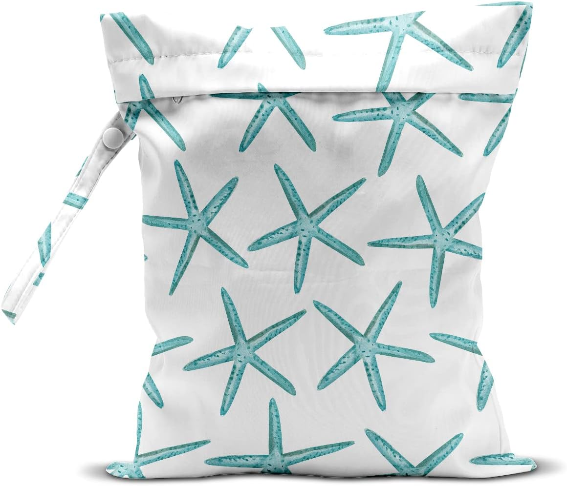 Zcyxuuw Wet Bag, Wet Dry Bag, Wet Bag for Swimsuit, Travel, Beach, Pool, Diapers, Dirty Yoga Gym Clothes, Makeup Bag, Waterproof Reusable Beach Bag Ocean Decor Starfish Sea Horse Anchor - Starfish-02 image number 7