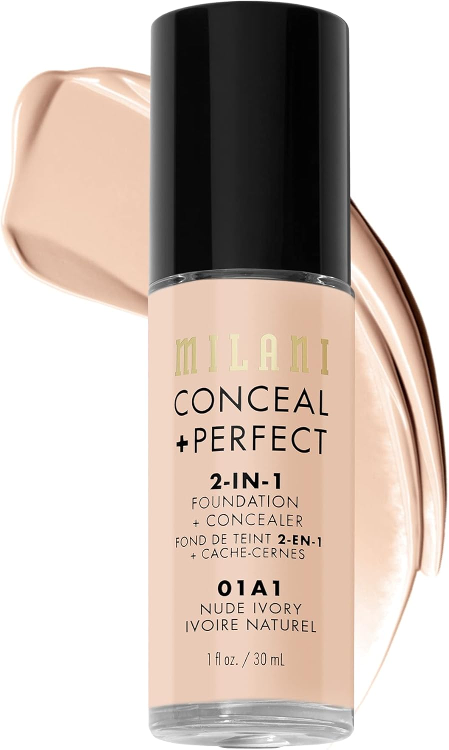 Milani Conceal + Perfect 2-In-1 Foundation + Concealer - Alabaster (1 Fl. Oz.) Cruelty-Free Liquid Foundation - Cover Under-Eye Circles, Blemishes & Skin Discoloration for a Flawless Complexion