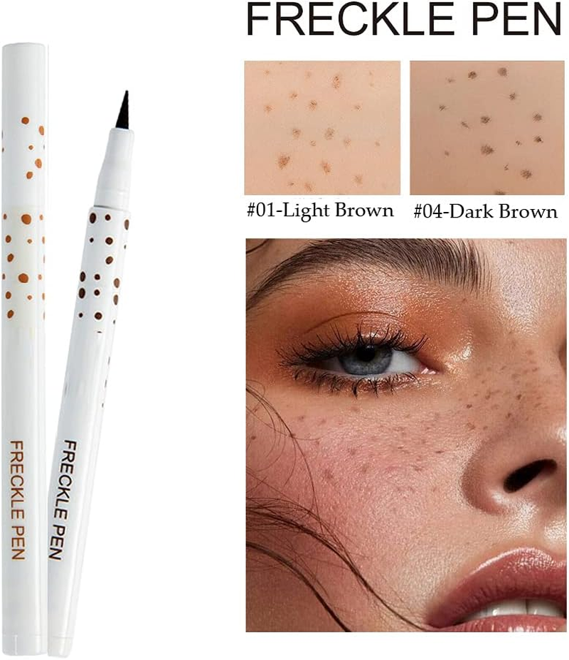 2 Colors Freckle Pen Waterproof Long-Lasting Quick Dry Small Spot Natural Lifelike Freckle Makeup Pen (Light Brown) - Light Brown image number 2