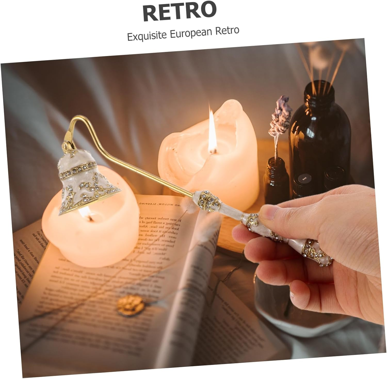LIFKOME Vintage Decorative Candle Snuffer for Scented Candles Handheld Wick Extinguisher Tool image number 3