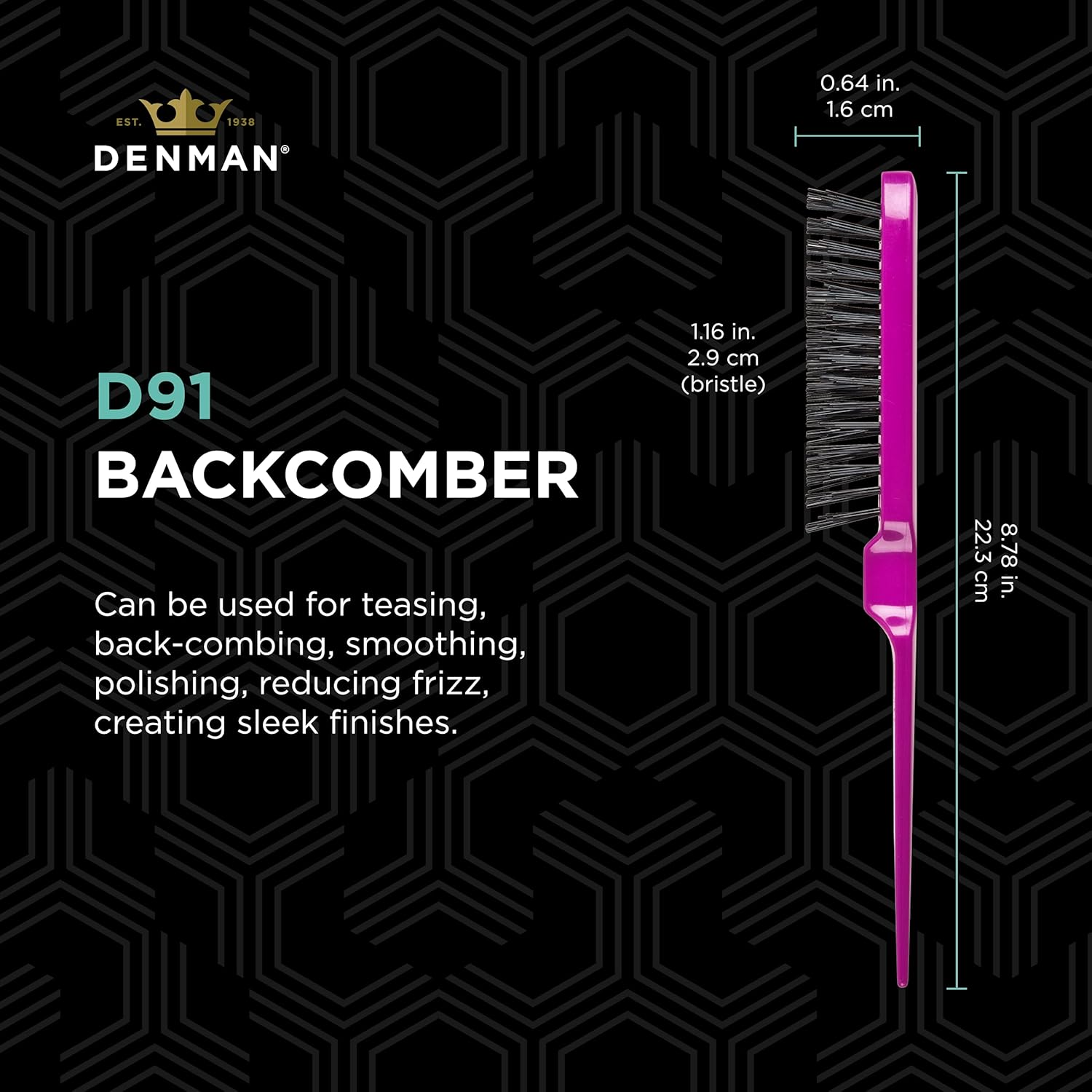 Denman Dress-Out 3 Row Teasing Hair Brush D91 for Long Hair