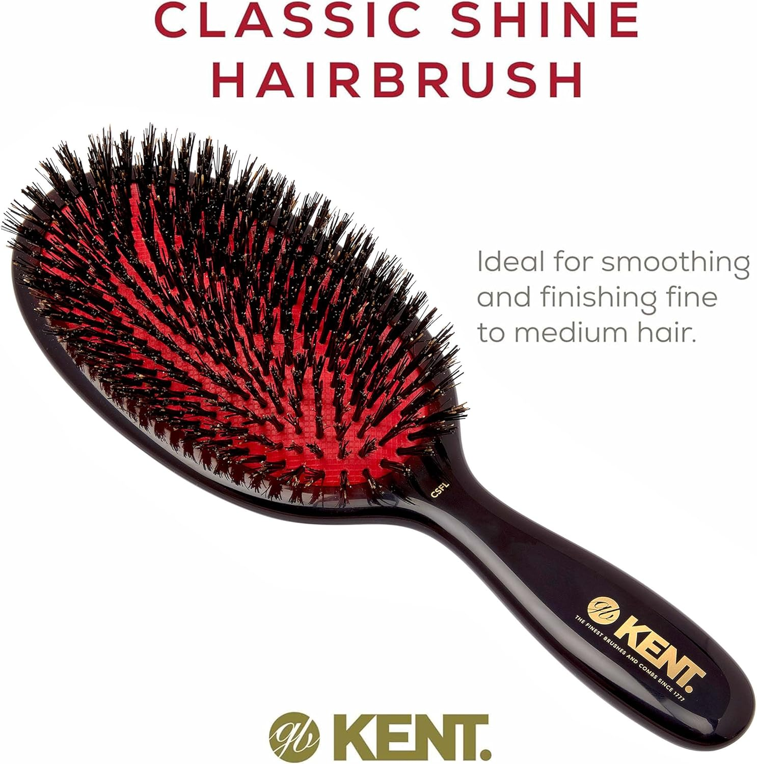 Kent Brushes Oval Cushion Hairbrush Black CSFL Large 6 Ounce image number 1
