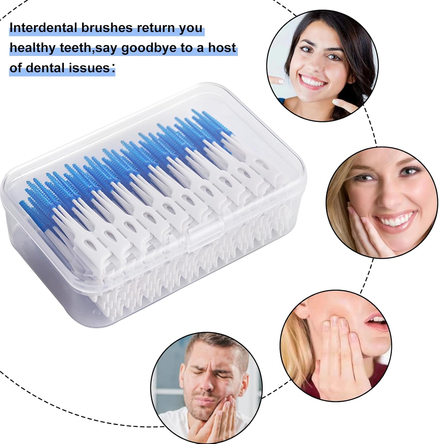 Interdental Brushes, Silicone Toothpicks, Floss Sticks, Efficient Cleaning, Narrow Gaps, Blue Teepees Toothbrushes for Mouth Cleaning, 220 Pieces image number 1