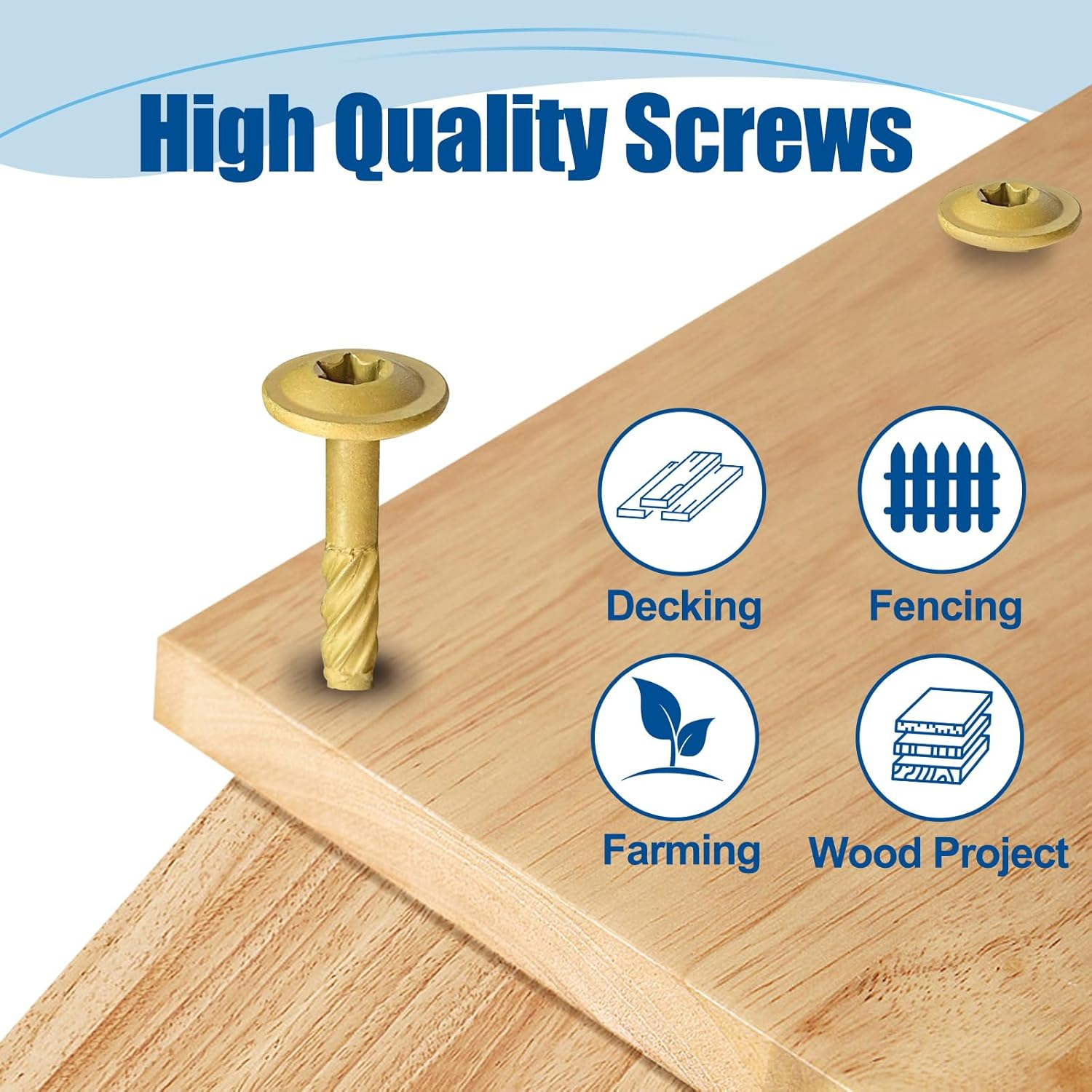 ANCHOREASE Lag Screws #14&times;4", 100PCS Heavy Duty Construction Screws, Rust Resistant, Washer Head, Bronze Coated External Wood Screws, Trusss Lag Screws, 2PCS T30 Star Bit Included image number 5