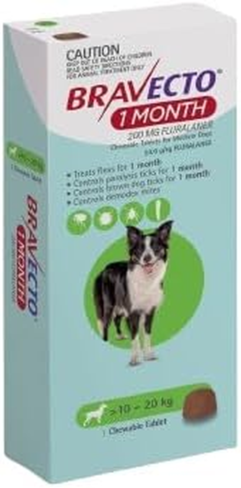 Bravecto for Dogs 10 to 20 Kg Green Monthly 1 Chew
