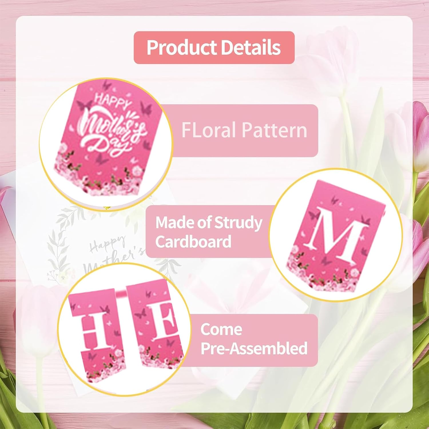 Happy Mother&rsquo;S Day Banner Happy Mom Day Colorful Decorations Home Party Supplies for Door Tree Window Hanging Decor image number 6