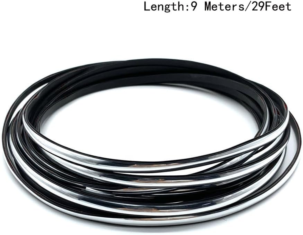 29Ft(9M) Car Edge Trim Rubber Seal Protector U Shape Car Door Edge Guard with Built-In Self-Adhesive Tape Fit for Most Car (Silver)