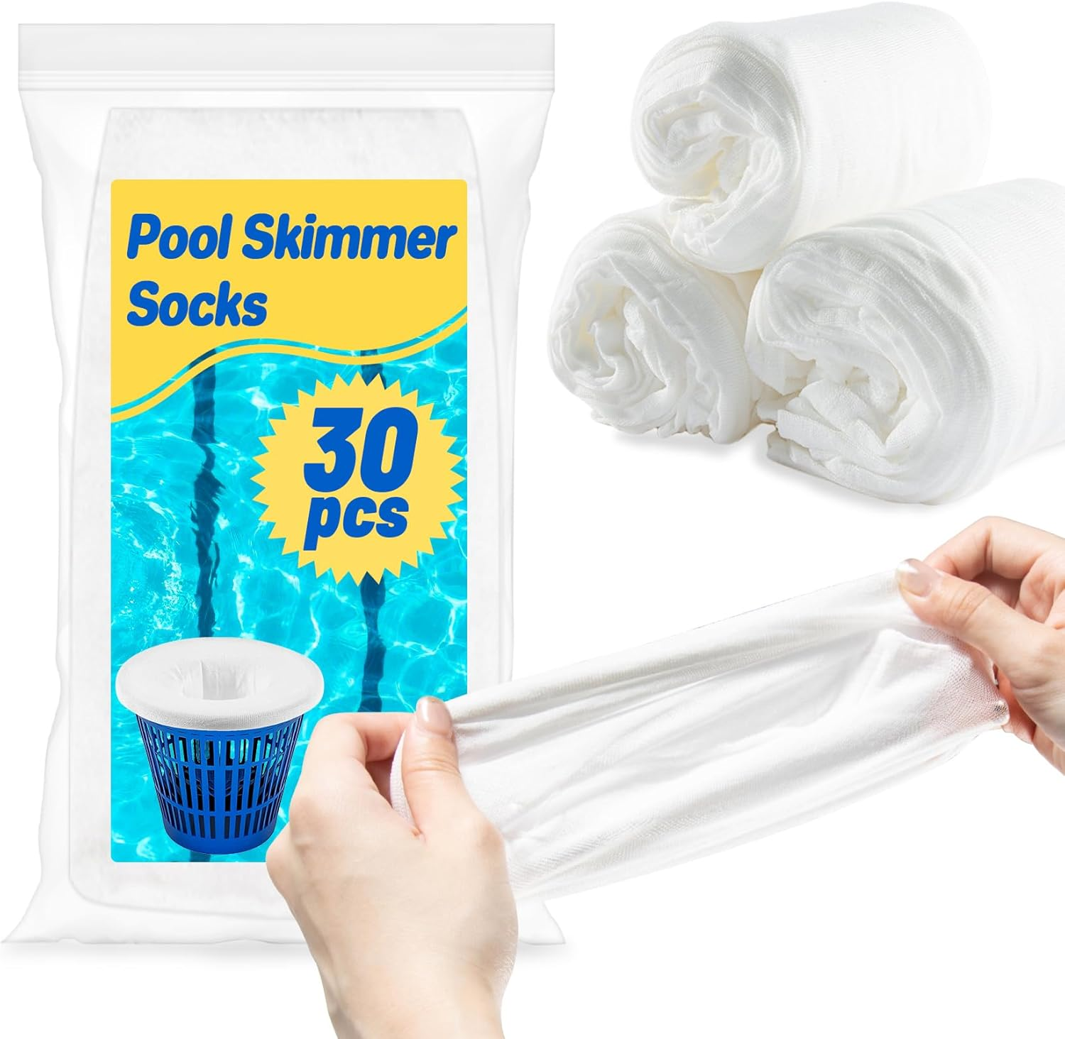 Sukh Pool Skimmer Socks Filte - 50PCS Pool Socks Skimmer Cleaning Filter Cleans Debris,Leaves for In-Ground,Above Ground Pools image number 6