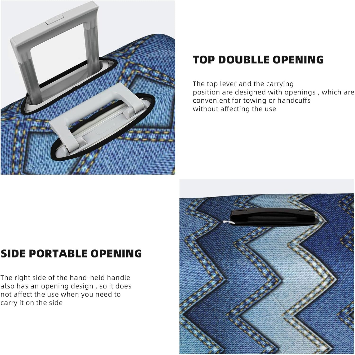 Gradient Blue Denim Luggage Cover Anti-Scratch Suitcase Protector Fits 18-32 Inch Luggage image number 3