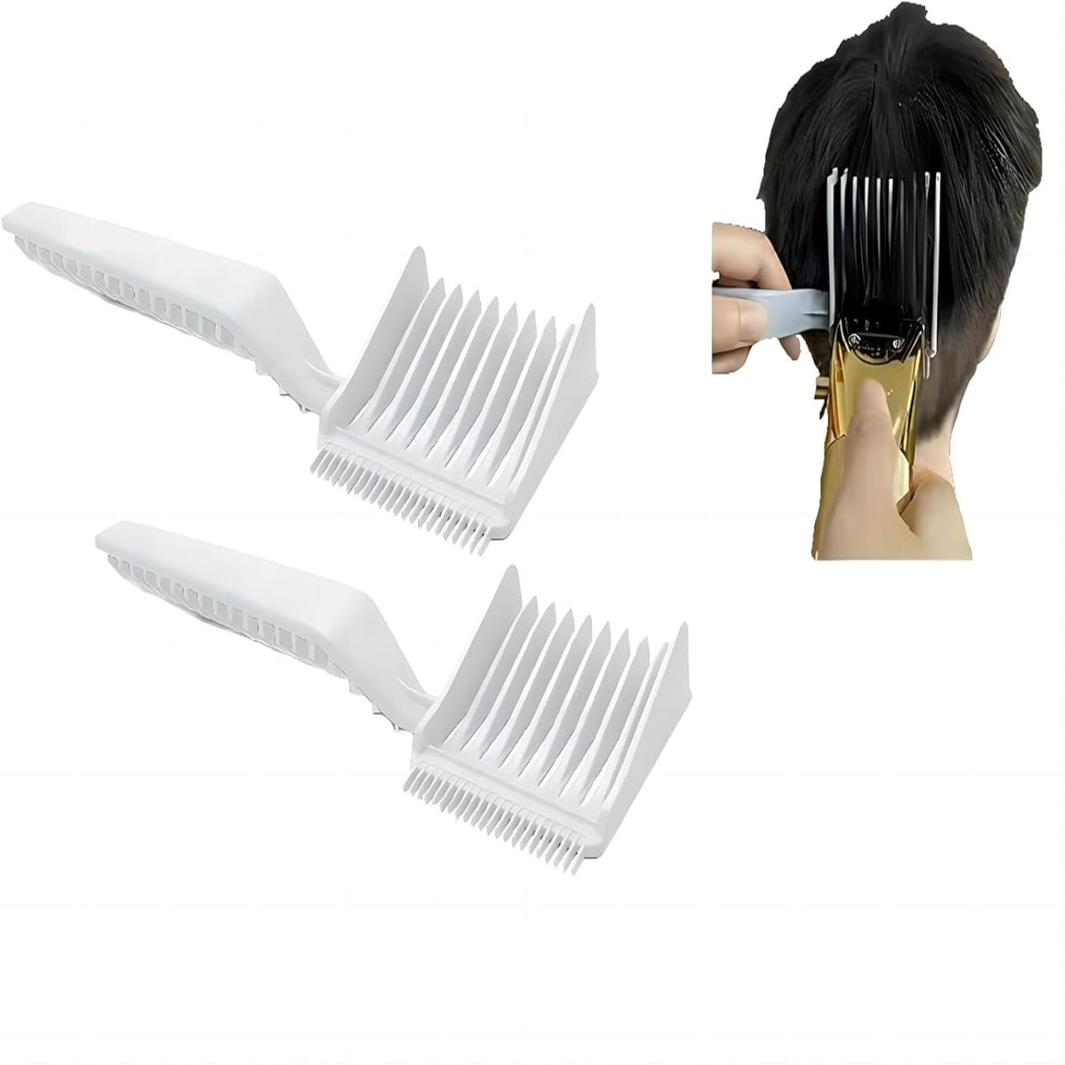 ZENRUIMING 2-Piece Set of Hair Stylist Fading Combs, Curved Hair Combs, Professional Curved Positioning Combs, Portable Hair Styling Tools, Home Salon Hair Cutting Combs (White) image number 6