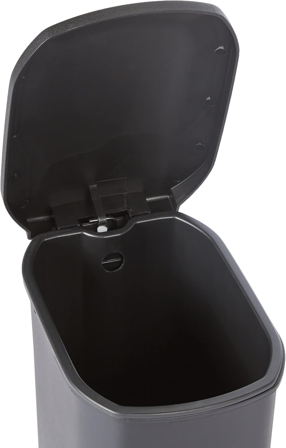 Amazon Basics Compact Bathroom Small Plastic Rectangular Trash Can with Removable Inner Bucket, Steel Foot Pedal for Hands Free Opening, Black, 6 Liters image number 2