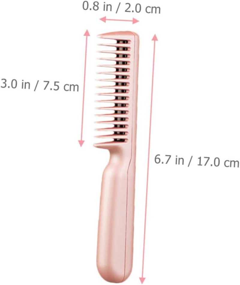 VINTORKY Unisex Rechargeable Hair Straightener Brush Portable Mini Comb Dual Function Straightener Pink image number 4