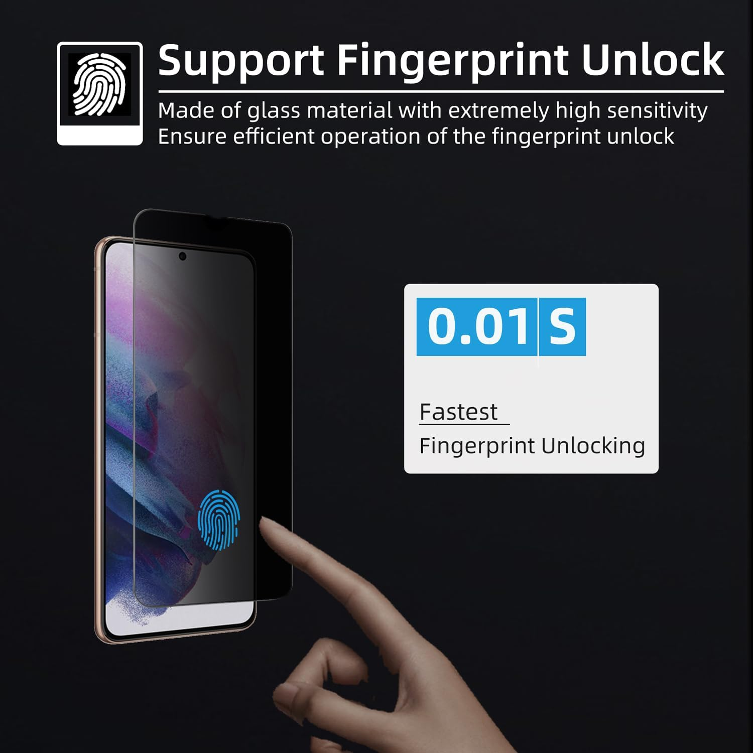 【2+1 Pack】Designed for Samsung Galaxy S24 plus Privacy Screen Protector【Support Fingerprint Unlock】9H Tempered Glass 5G Anti-Spy Film Compatible with Samsung S24 Plus