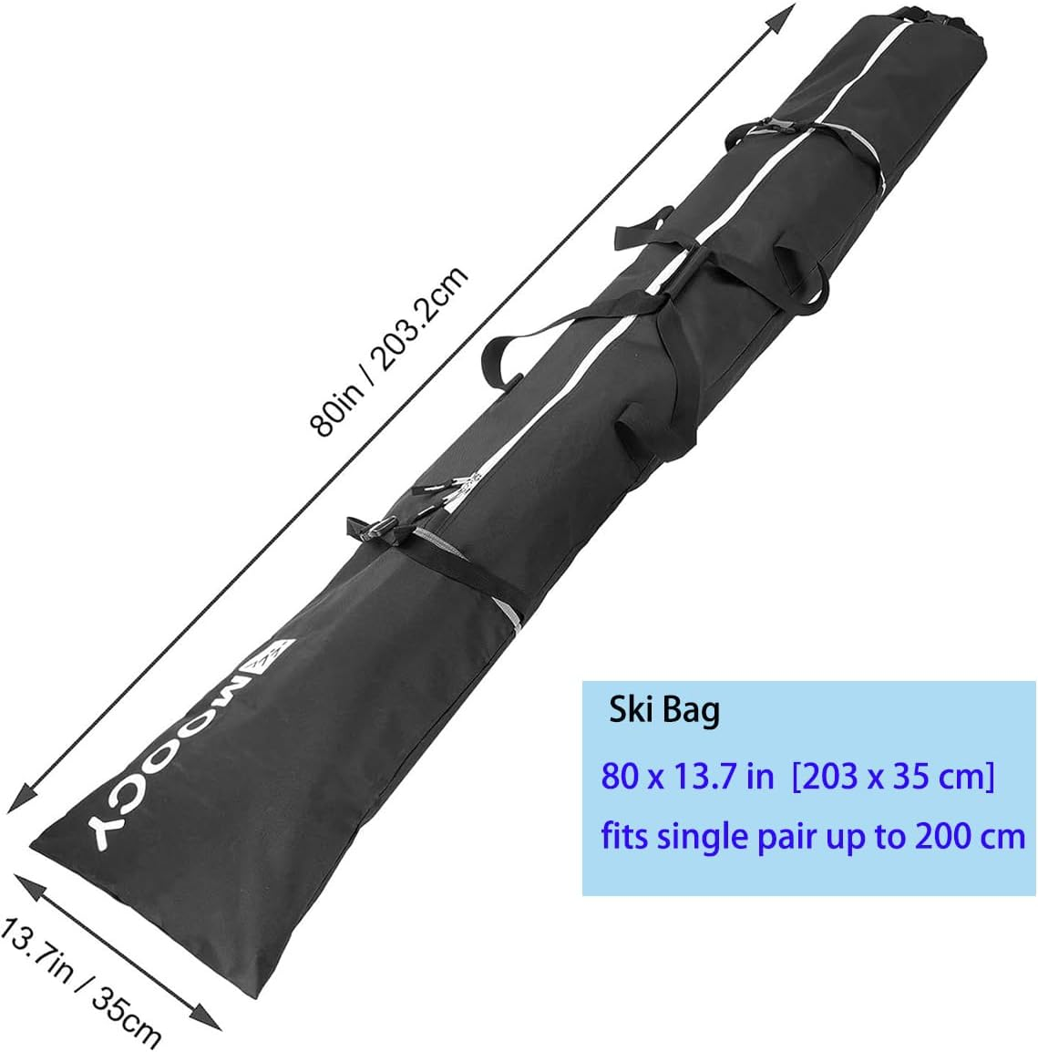 MOPHOEXII Ski Bag,Ski Bags for Air Travel,Unpadded Snow Ski Bags Fit Skis up to 200Cm,Ski Carrying Bag for Adults, and Children image number 6
