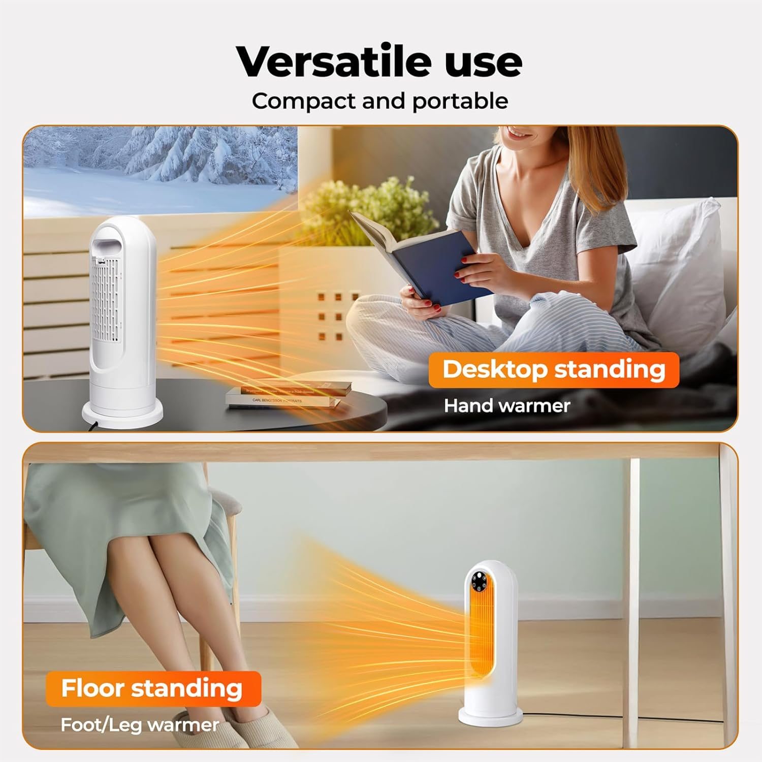 Spector Electric Heater,3S Fast Heating Ceramic Heater, 3 Speed Modes Safe, Fan Heaters for Home Low Energy, Overheating & Tip-Over Protection, Quiet Heating for Indoor Use, Bedroom,Office Protection image number 6