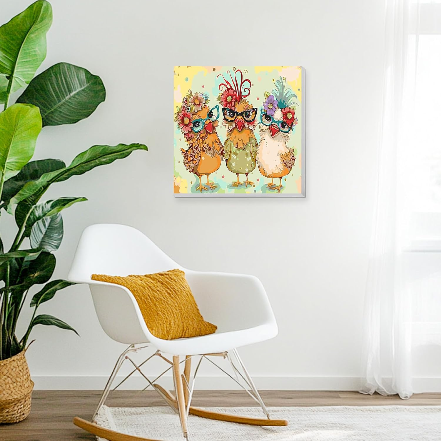 HEIBAGO Paint by Numbers Framed, DIY Chicken Paint by Numbers Kits, Animal Paint by Numbers for Adults Arts and Crafts Acrylic Pigment Drawing Paintwork Wall Art for Home Wall Decor 30X30Cm - Chicken Animal image number 5