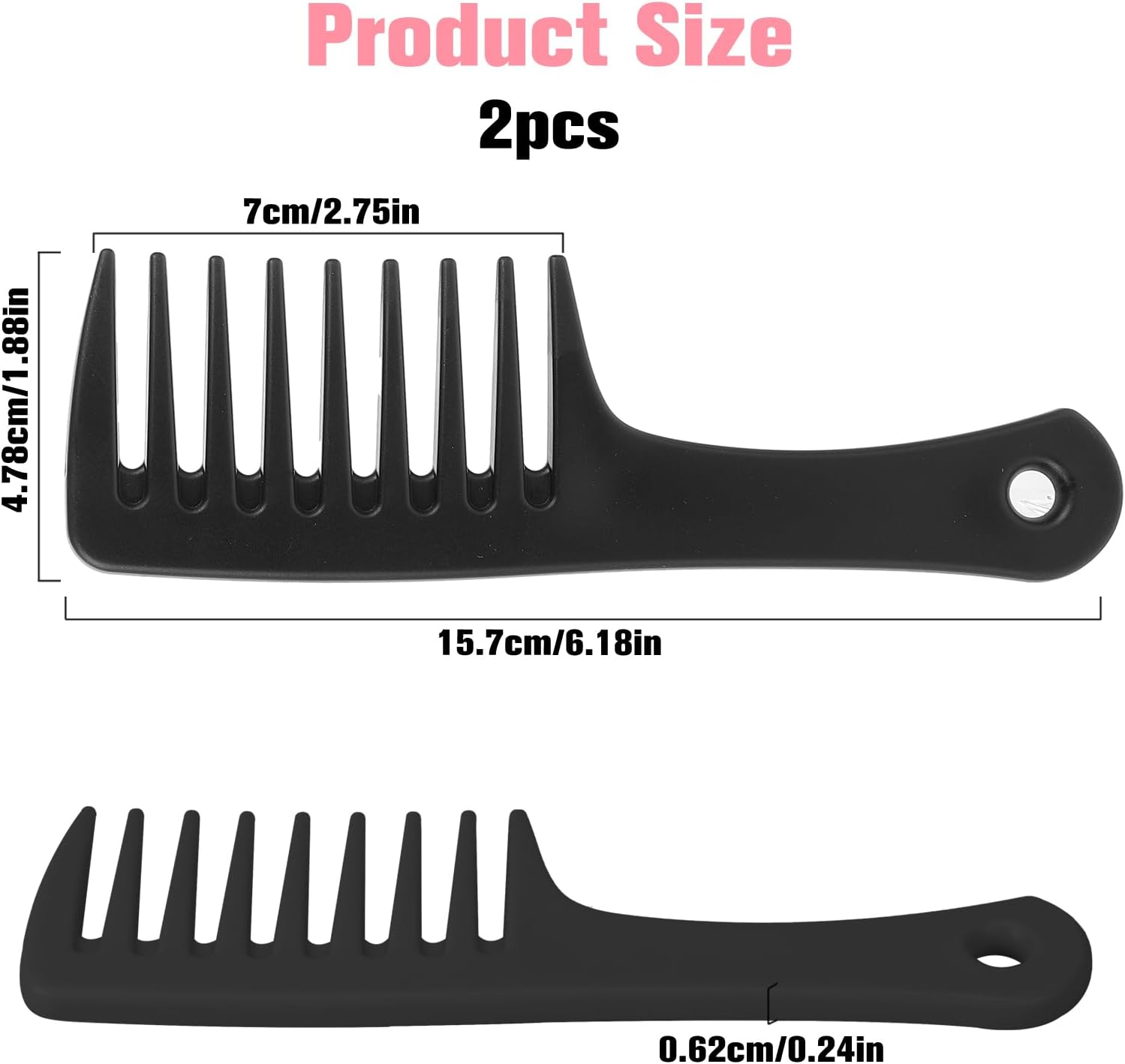 Wide Tooth Comb 2 Pack - Portable Travel Detangling Comb for Curly, Long & Wet Hair image number 5