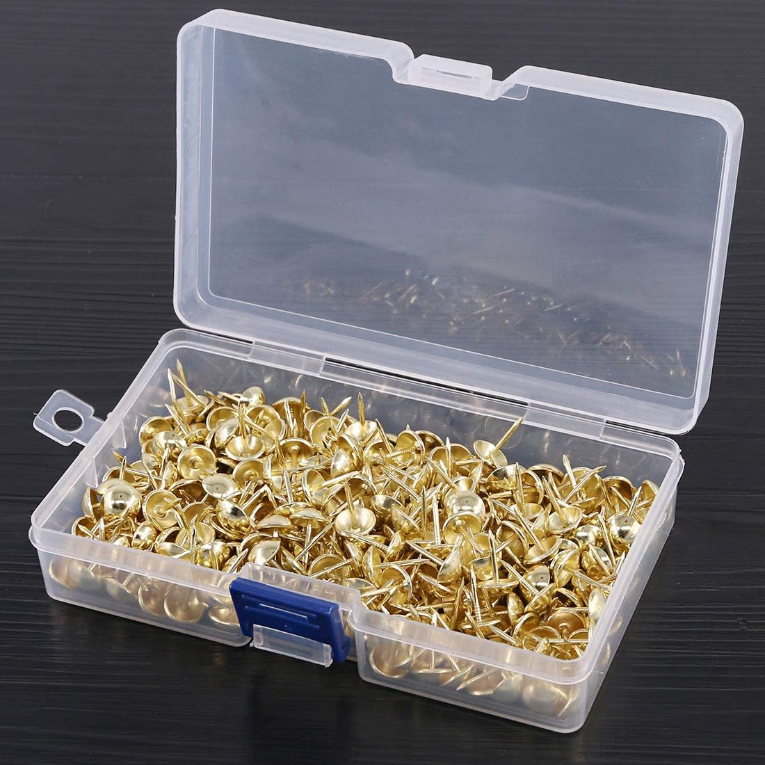 Keadic 300Pcs 7/16" (11Mm) Antique Upholstery Tacks Furniture Nails Pins Kit for Upholstered Furniture Cork Board or DIY Projects - Gold image number 5