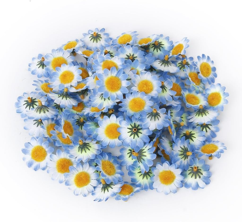 100Pcs Artificial Flowers Wholesale Fake Flowers Heads Gerbera Daisy Silk Flower Heads Sunflowers Sun Flower Heads for Wedding Party Flowers Decorations Home Decor Blue image number 1