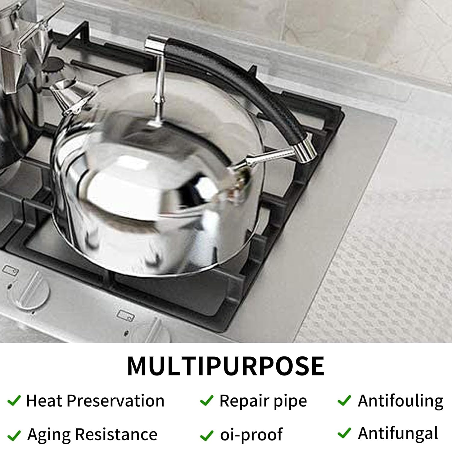 2 Roll Tape Premium Aluminum Foil Tape, Silver Adhesive Tape, Heat Shield Pipe Insulation Tape, Aluminum Repair Air Duct Tape,Heat Resistant Fibreglass Exhaust Duct Tape, for Sealing Dryer Vent image number 2