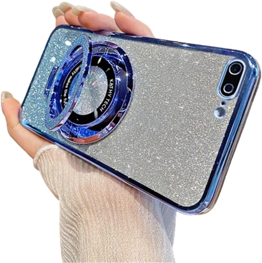 SIYOPINPFY Case for Iphone 16E 2025 6.1 Inch Case with Stand Ring Holder Glitter Sparkling Diamond Protective Silicone Thin Shockproof Camera Protection Mobile Phone Case for Iphone 16E 2025, DS Pink