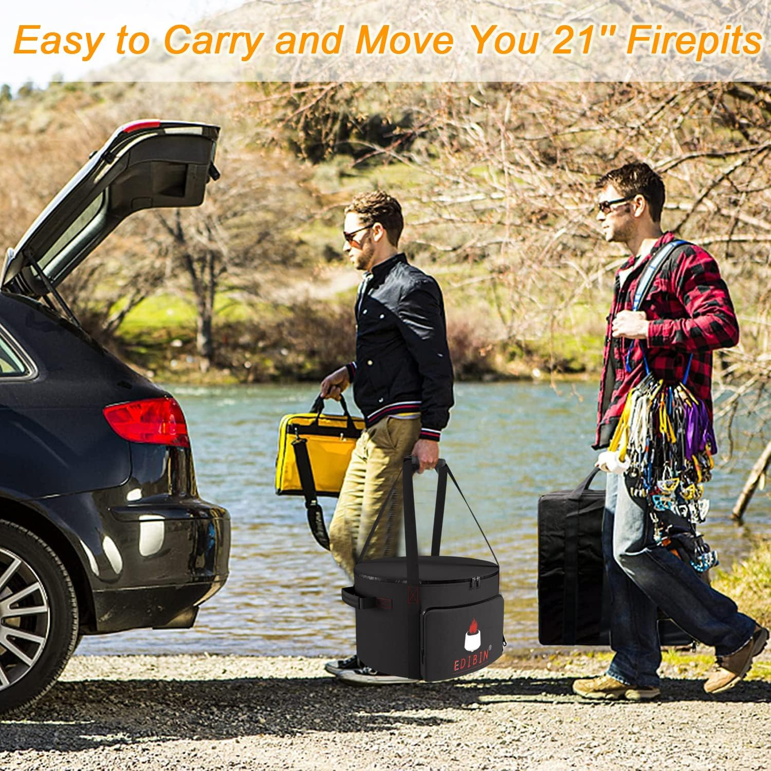 Smokeless Fire Pit Bag Fit East Oak 21" Fire Pit, 600D Heavy Duty Fabric Carry Bag image number 3