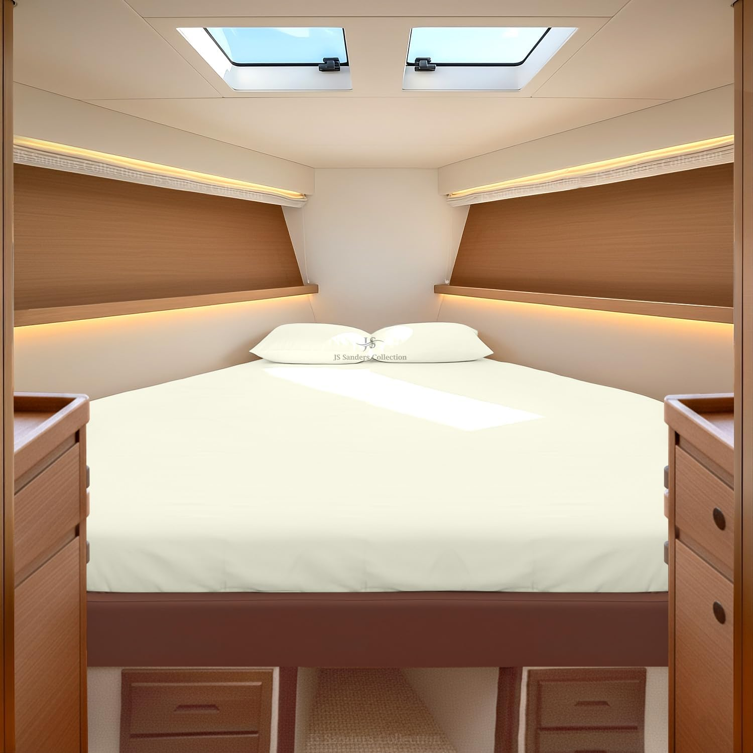 JS Sanders Collection 100% Egyptian Cotton AFT Berth 4 Piece the Best Boat AFT Berth Bedding Fits Mattresses up to 8&rdquo; Depth Sheet Set - 600 TC Navy Blue