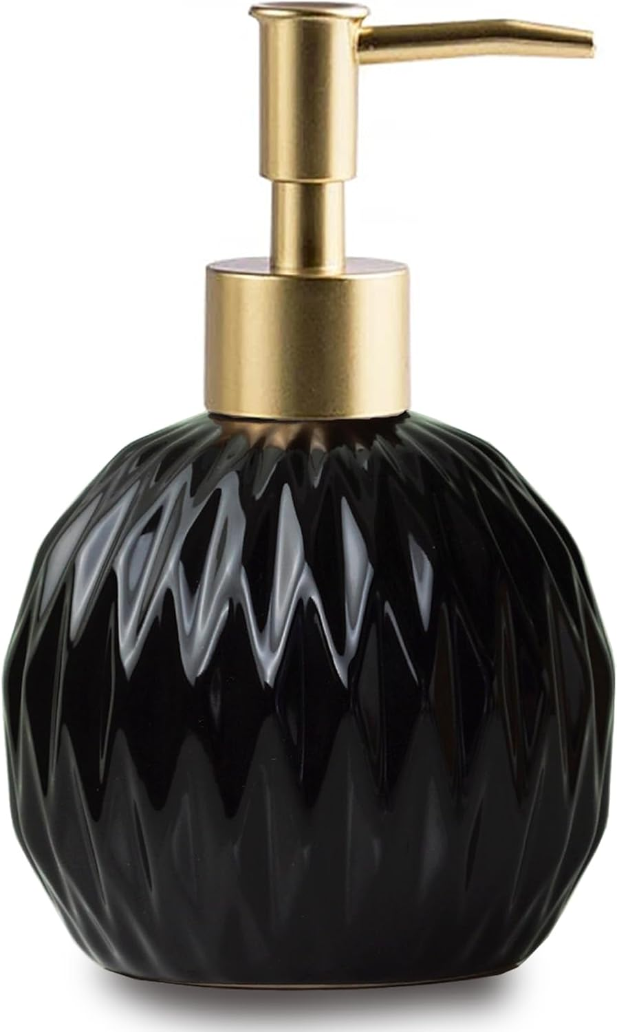 Feesok Ceramic Soap Dispenser White with Gold Pump,Simple Design Cylindrical Lotion Dispenser Bottle,Refillable Liquid Hand Soap Dispenser for Kitchen,Bathroom,Washroom