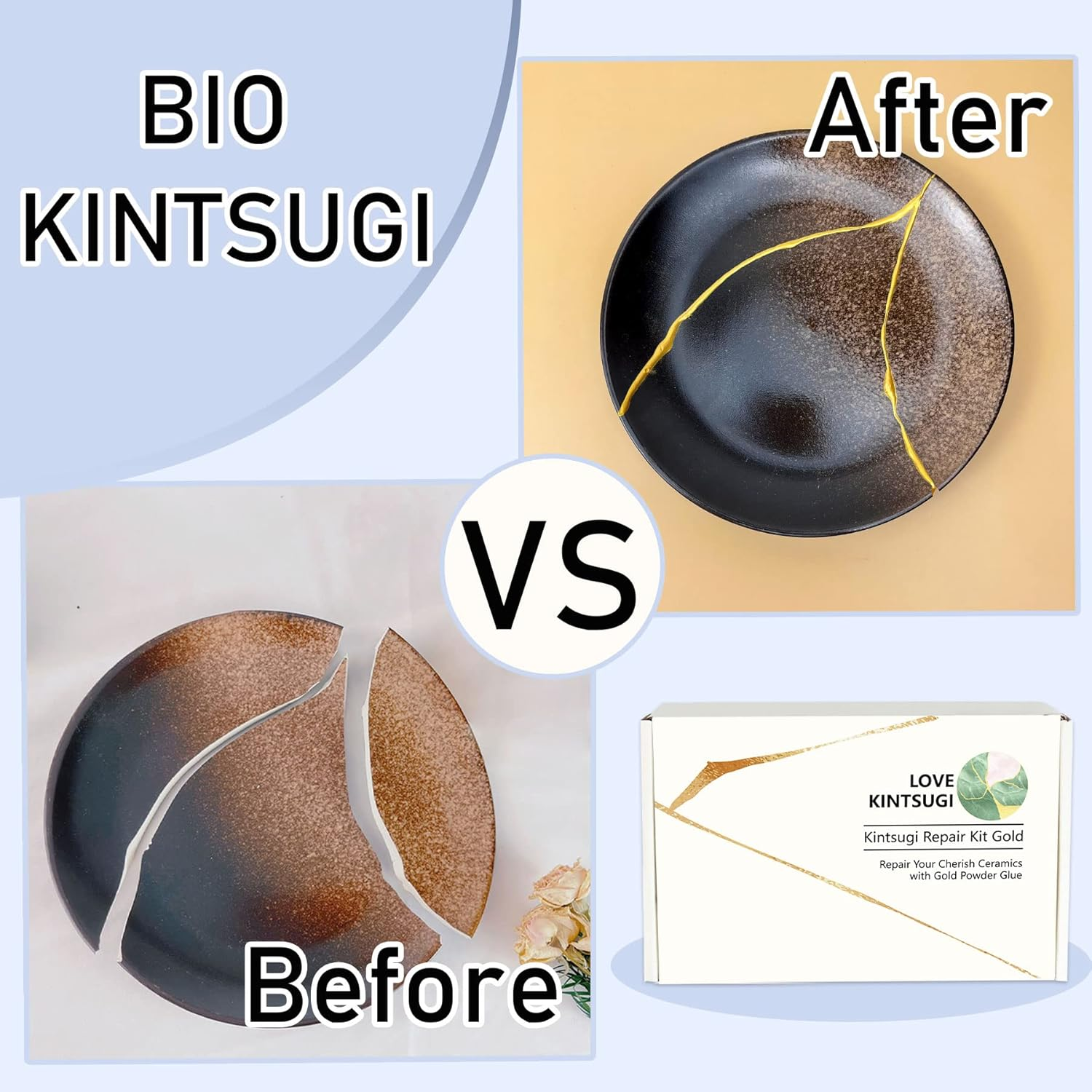 Bio Kintsugi Repair Kit, Food Safety Bio Resin Kintsugi Kit, Bio Based - Dishwasher Safety - Repair Your Meaningful Objects with Bio Glue, Perfect for Beginners, Japanese Art Kintsugi Craft image number 3