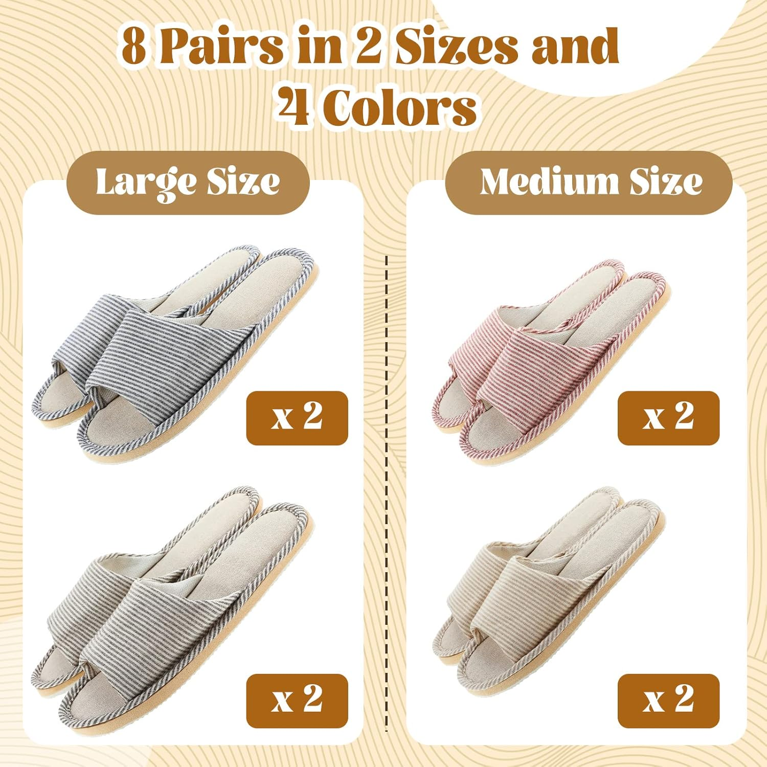 8 Pairs Disposable House Slipper for Guests Open Toe Breathable Slippers Spa Slippers Comfortable Indoor Home Slippers