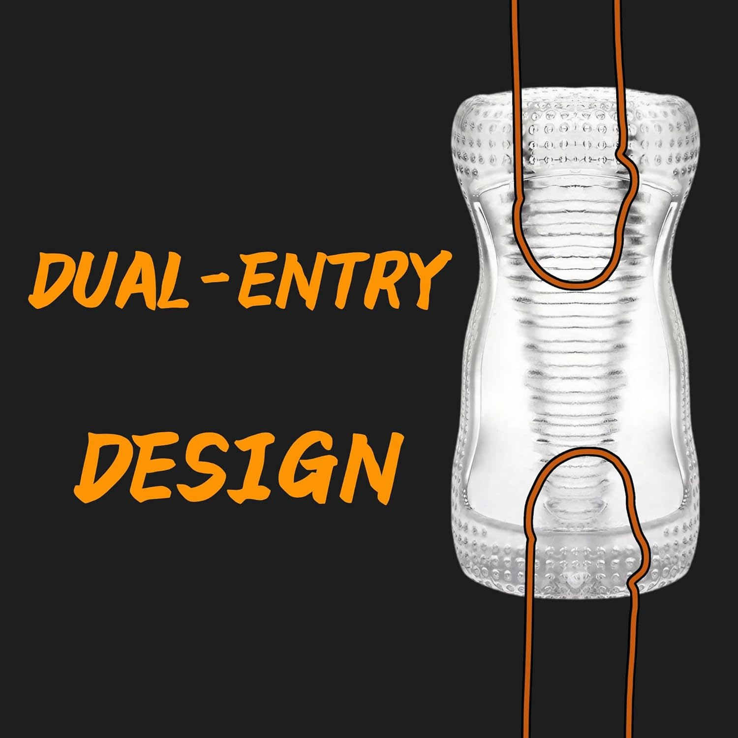 ZERKOR Transparent Male Masturbator &ndash; Manual, TPE, Dual-Ended, Soft, Tapered Channel Realistic Textured Pussy Ass Masturbating Stroker, Masturbation Cup Sex Toy for Straight Gay Men