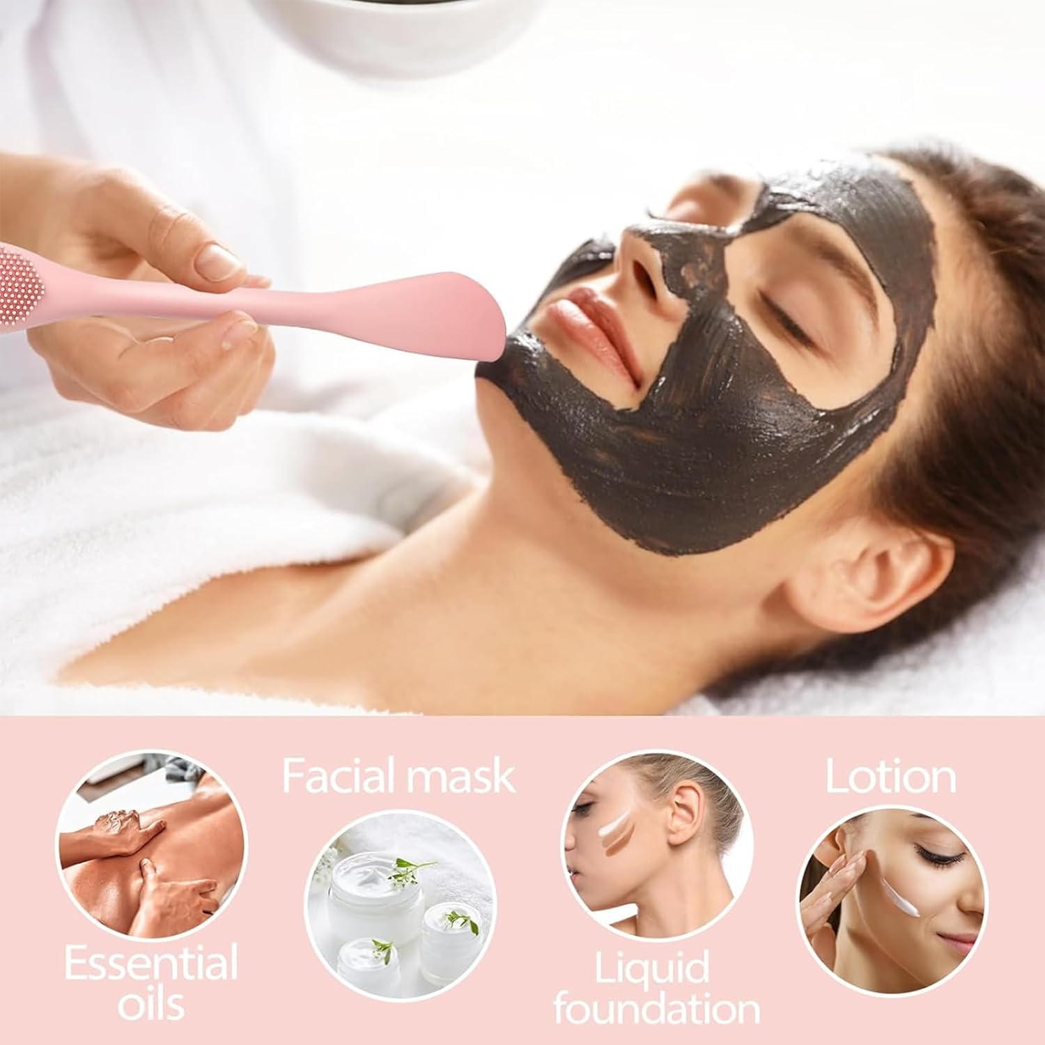 Yeanifeana 3 Pack Silicone Pore Scrubber Brush, 2 in 1 Pore Cleaning Brush for Face, Blackhead Remover Tool for Clay Mud & Charcoal Mask, Gentle Exfoliator (Pink+Purple+Gray) image number 2