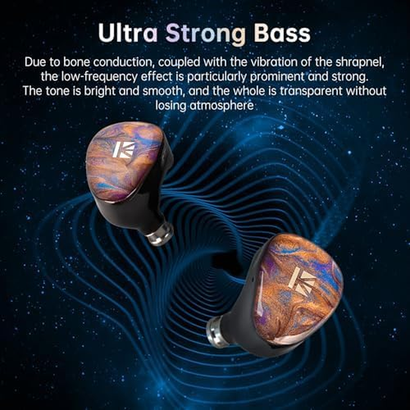 Keephifi KBEAR KB02 in Ear Monitors for Musicians,Wired IEM Earphones with 10Mm Elastic-Piece Bone Conduction&Beryllium-Plated Diaphragm DD Hybrid,Ultra Strong Bass,Dj Headphones for Stage,Vocals image number 4
