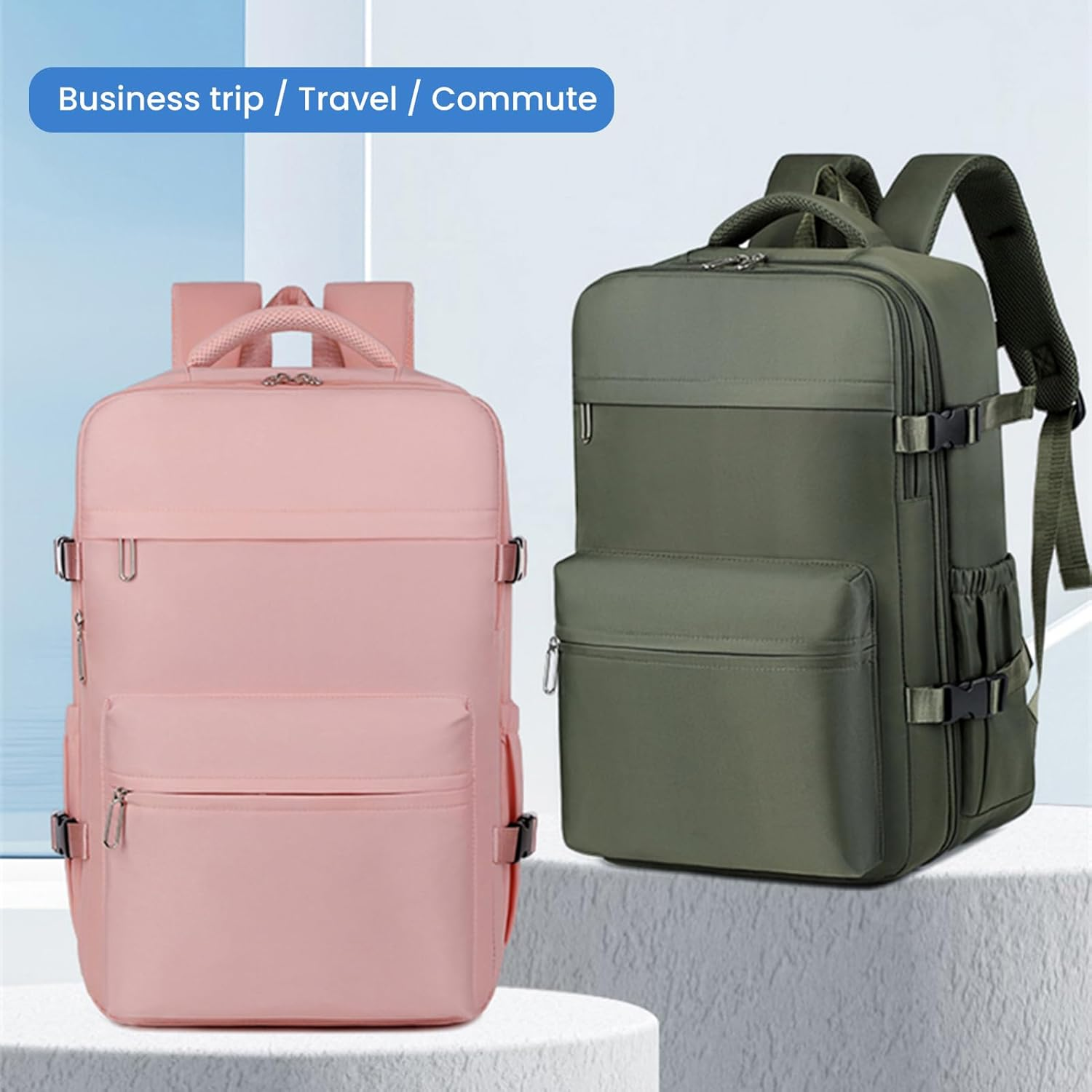 Jectse Travel Vacuum Storage Backpack with Air Pump, Vacuum Seal Compression Space Saver Bags, Carry on Personal Item Laptop Work Backpacks for Women Men - Peacock Blue image number 5