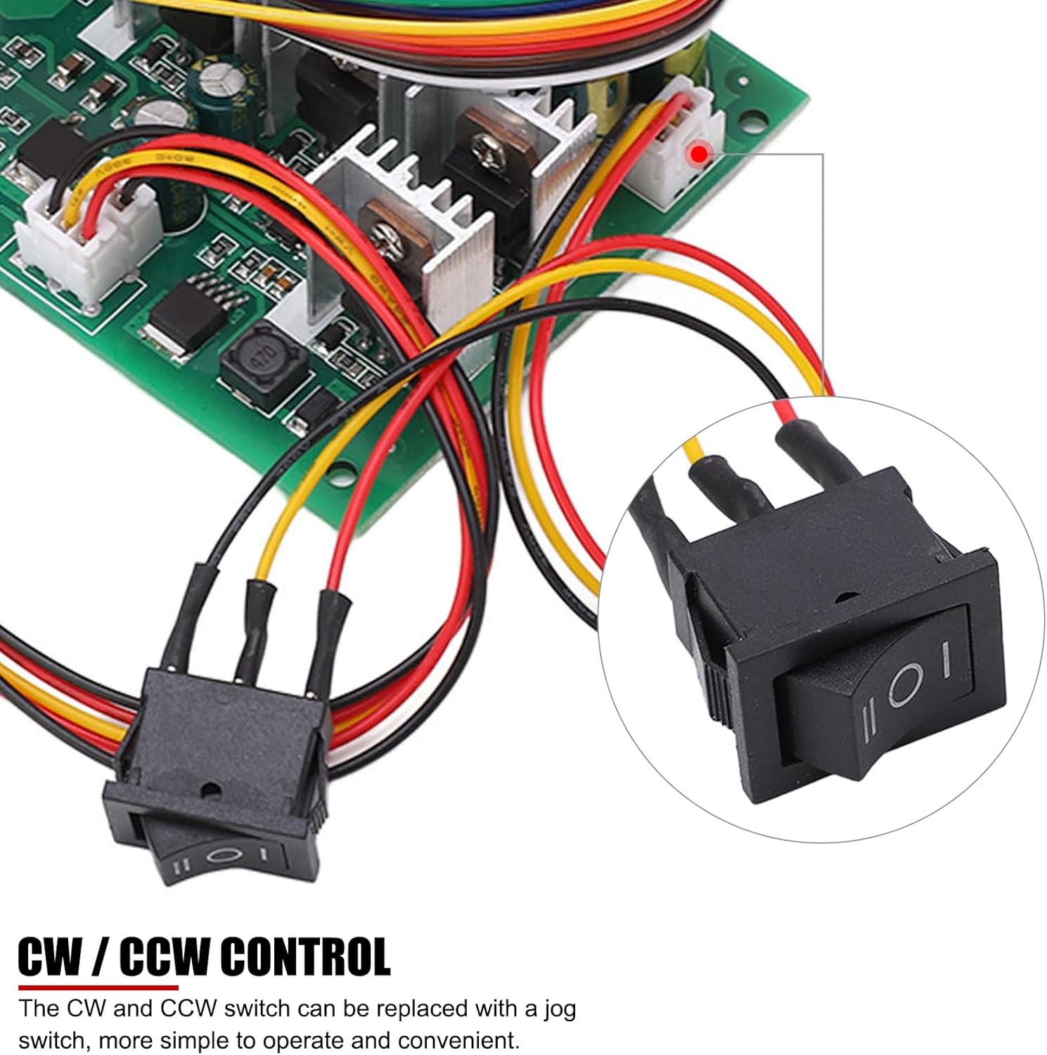 EVTSCAN 10 to 50V 60A PWM DC Motor Speed Controller, 3000W High Power, with CW/CCW Switch, Variable Adjustable Speed Control PCB Board for Brushed Motor image number 6
