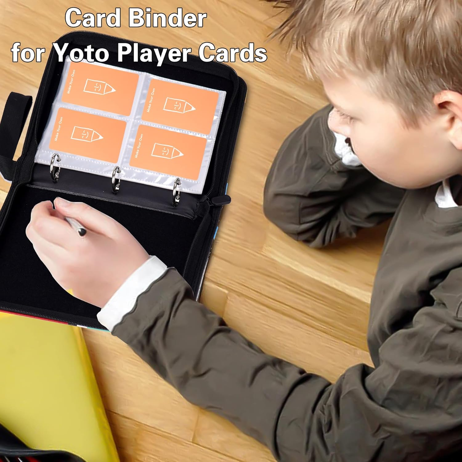 MGZNMTY Card Binder for Yoto Player Cards, Hold up to 96 Cards with Sleeves Binder 4-Pocket, Designed to Yoto Mini Cards Holder for Boys and Girls (Yellow) image number 2