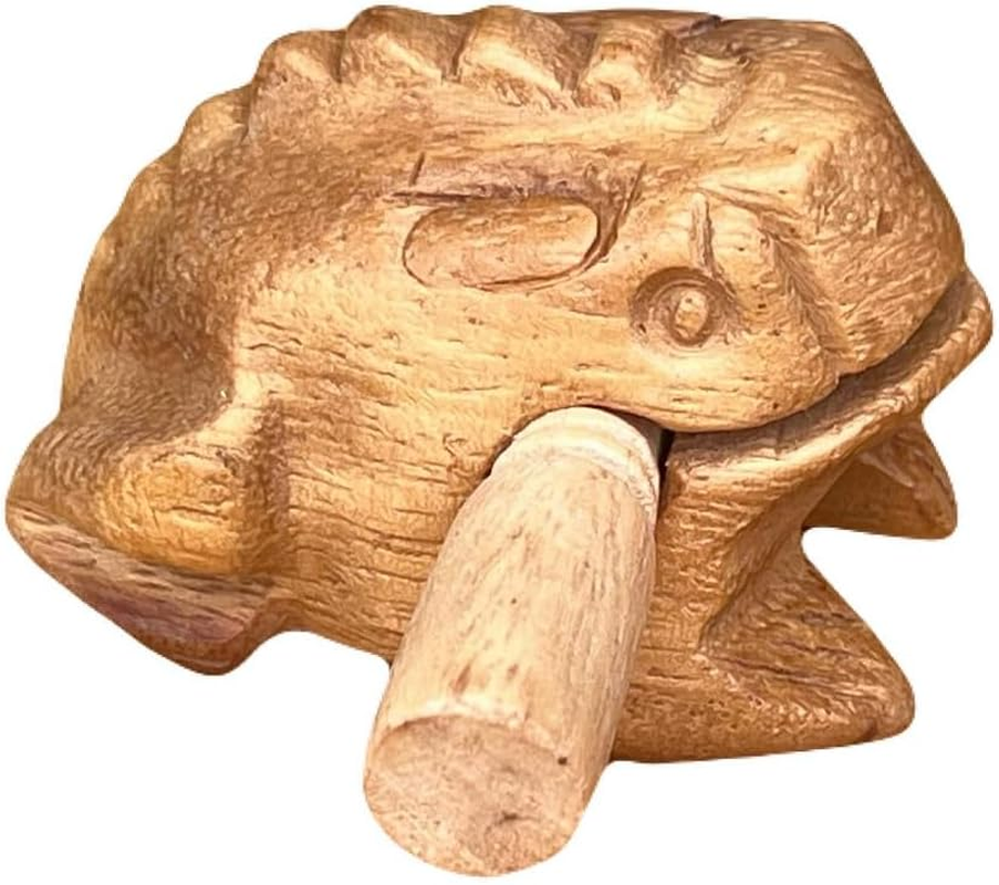 Natural Color Guiro Percussion Instrument Wooden Frog, Musical Home Decor Handcrafted Decoration 2.3-2.75 Inch image number 5