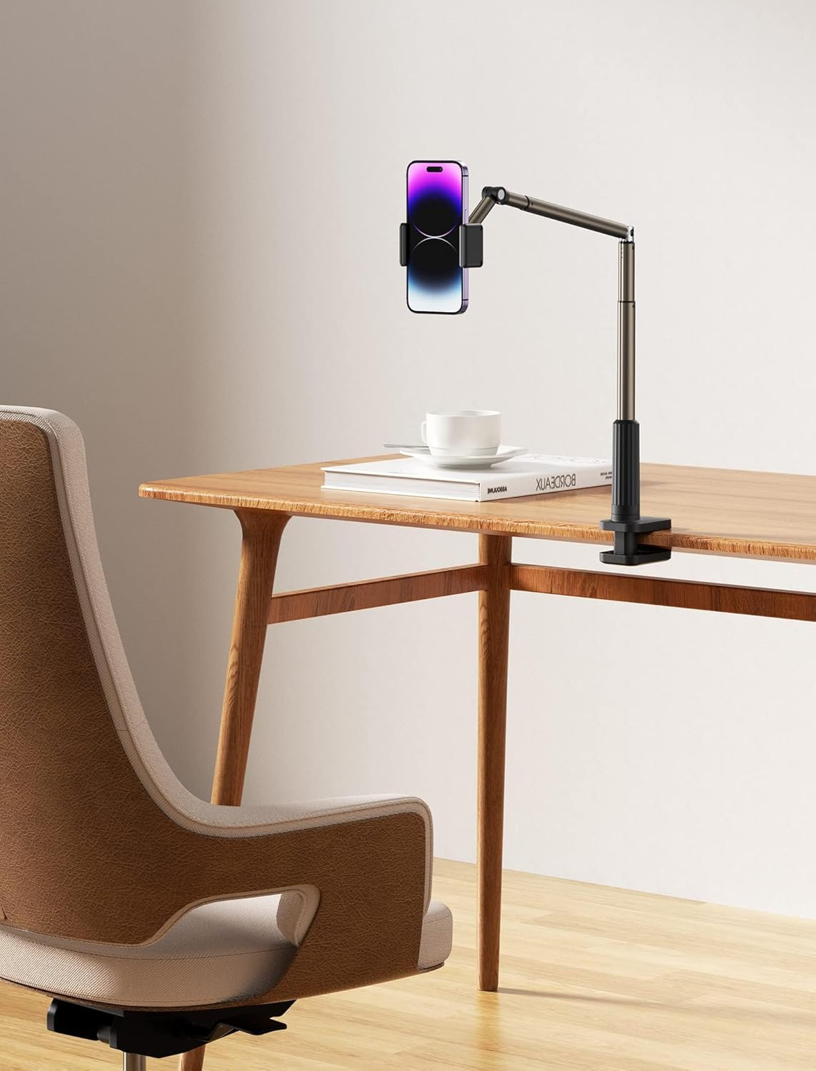 JSAUX Phone Holder for Desk and Bed Compatible with Iphone 14 13 12 11 Gooseneck Cell Phone Stand Gift Flexible Universal Phone Mount 360 Lazy Long Arm Clamp Clip for Table Bedside [1-Pack, Black]