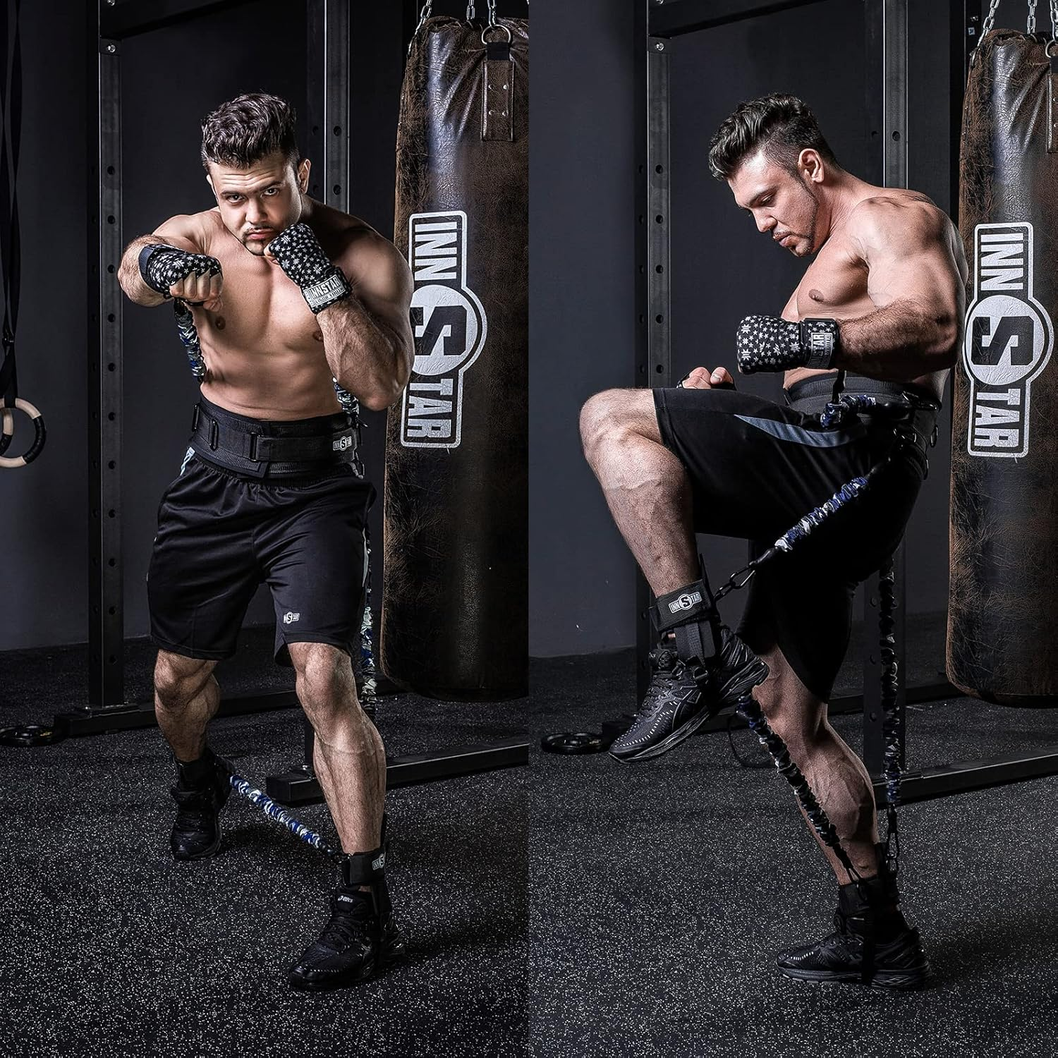 INNSTAR MMA Boxing Training Resistance Belt Band Set Power Punch Pro Strength Training Equipment for Muay Thai,Karate Combat,Fitness,Basketball,Volleyball,Football Men&Women