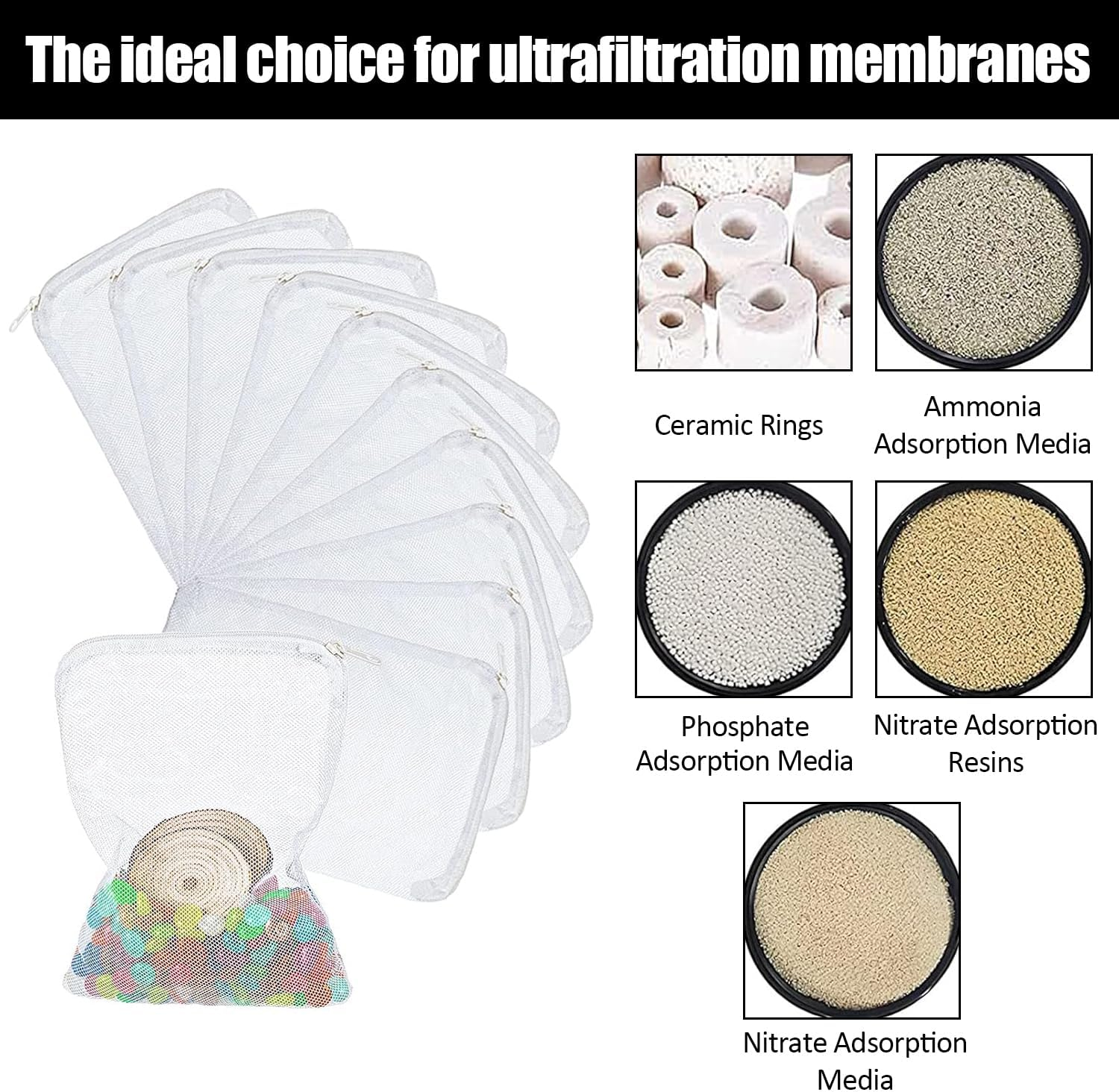 10 Pcs Aquarium Filter Media Bags, Media Mesh Filter Bags, Mesh Filter Bags, Fish Tank Media Mesh Filter Bag, Aquarium Small Filter Bags with Zipper, for Fish Tank Activated Carbon, Charcoal image number 4