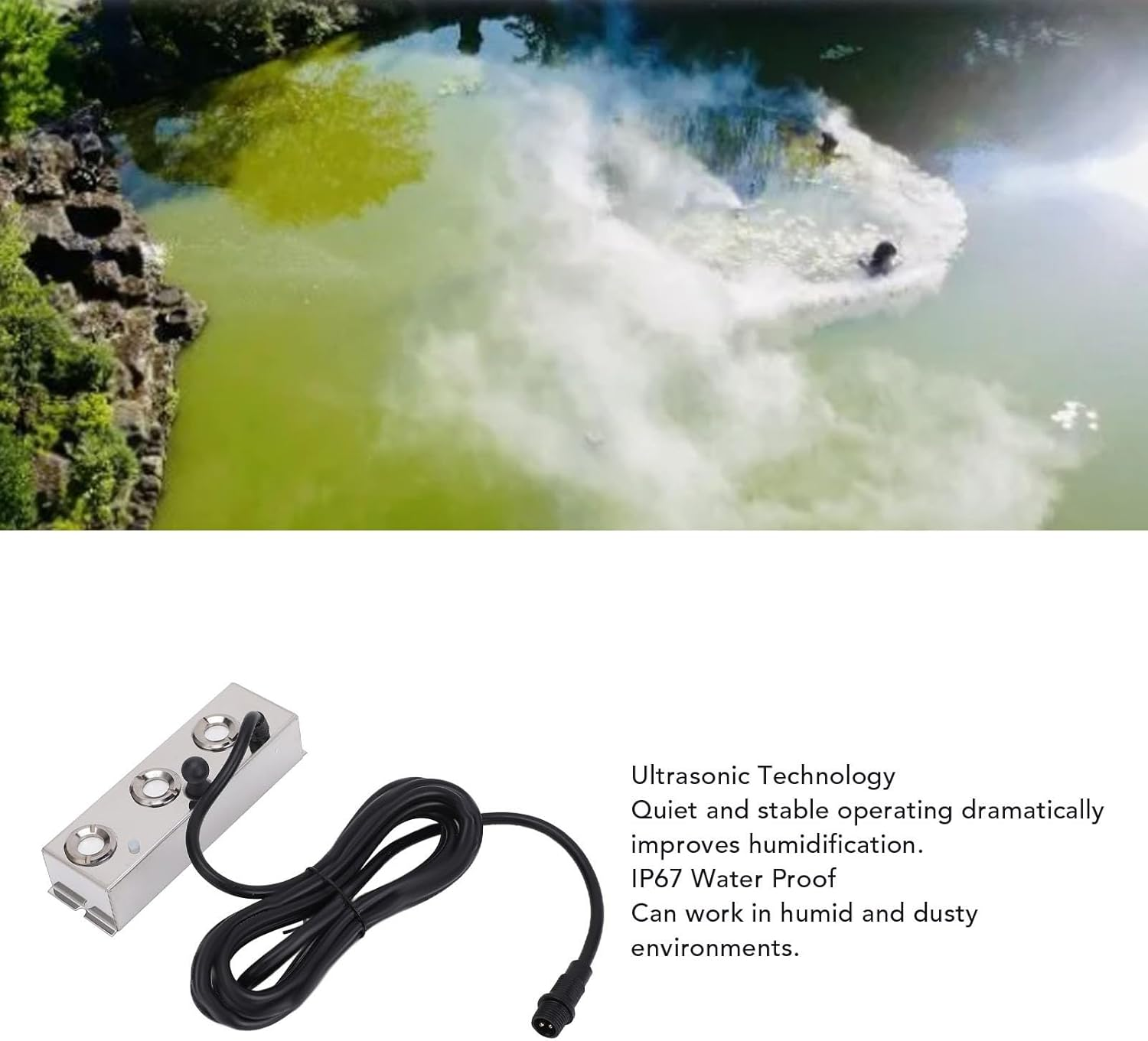 CHICIRIS Stainless Steel Ultrasonic Mist Maker, 12 Atomising Cores 4.5L/H Max Atomisation, IP67, 1.7Mhz Oscillation Easy Setup, for Gardens Terraces Commercial Spaces image number 1