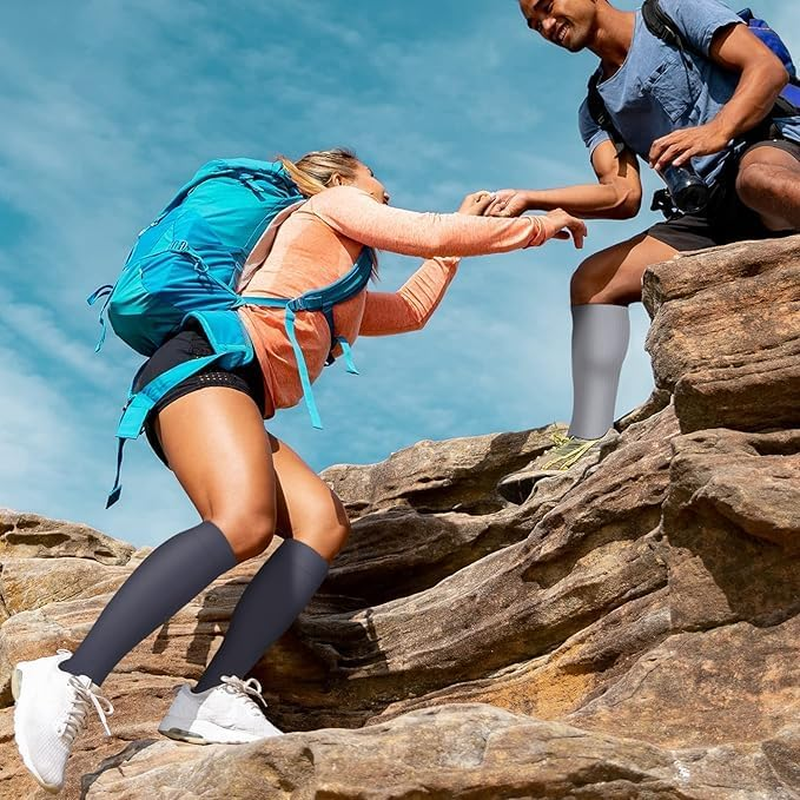 Compression Socks for Women & Men&mdash;6 Pairs Long, Comfortable Support&mdash;For Running, Athletic, Nursing, Travel, Office, Hiking, Post-Workout&mdash;Unisex Size S/M