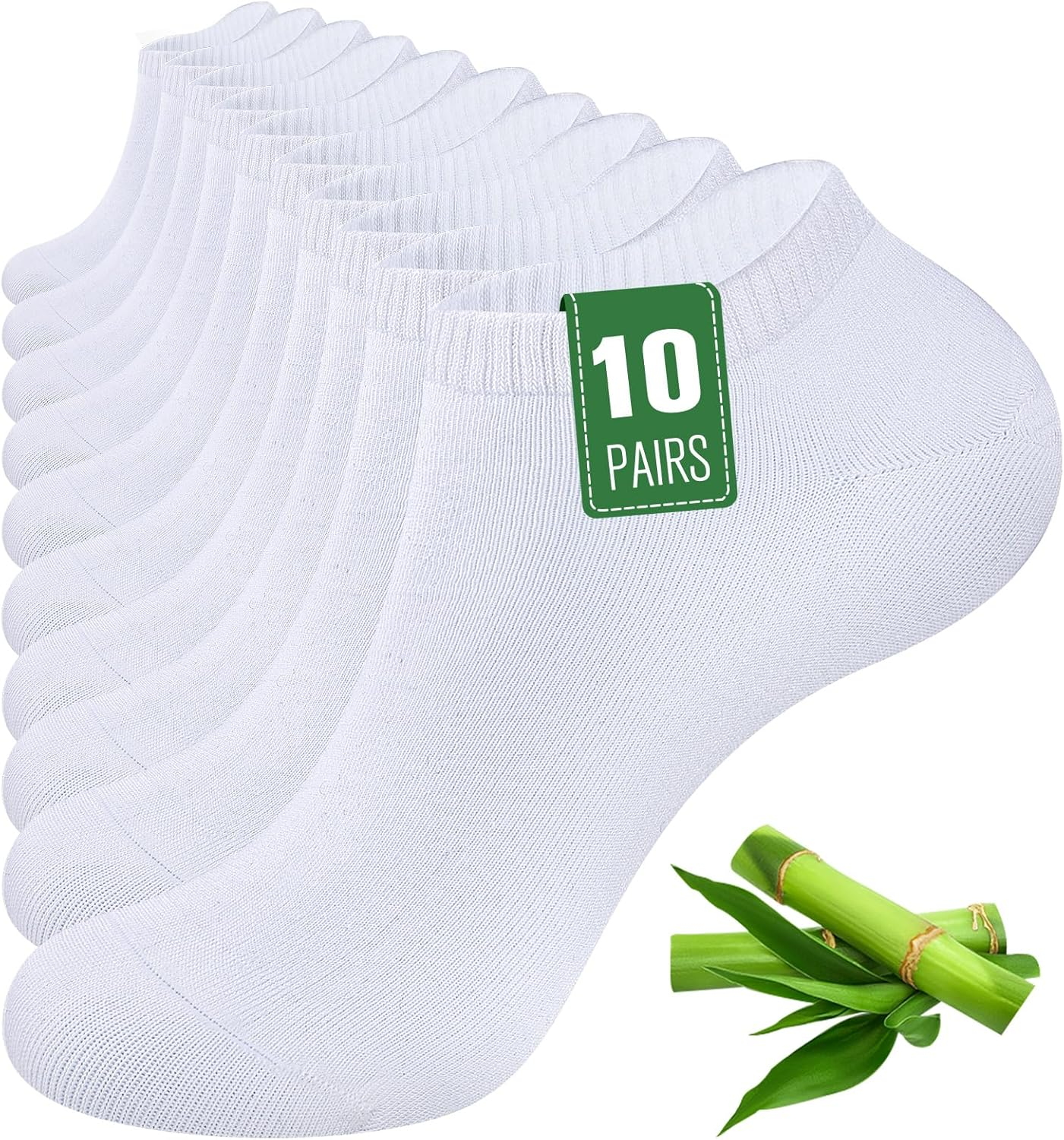 10 Pairs Bamboo Trainer Socks for Mens Womens and Ladies, Low Cut Ankle Seamless Sock, Moisture-Wicking Short Athletic Socks for Sports, Running, Gym, Casual