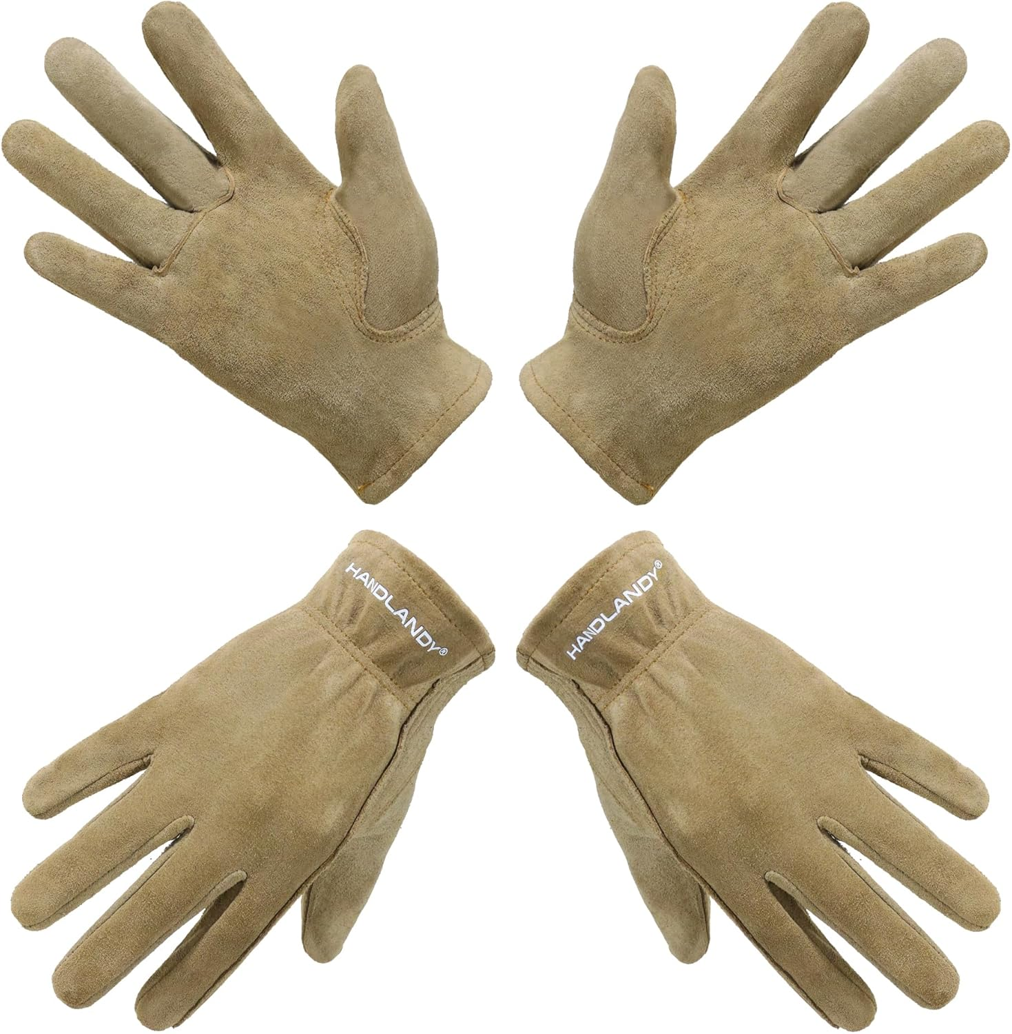 HANDLANDY Genuine Kids Leather Work Gloves for Ages 3-11, Children Gardening Gloves for Boys, Girls