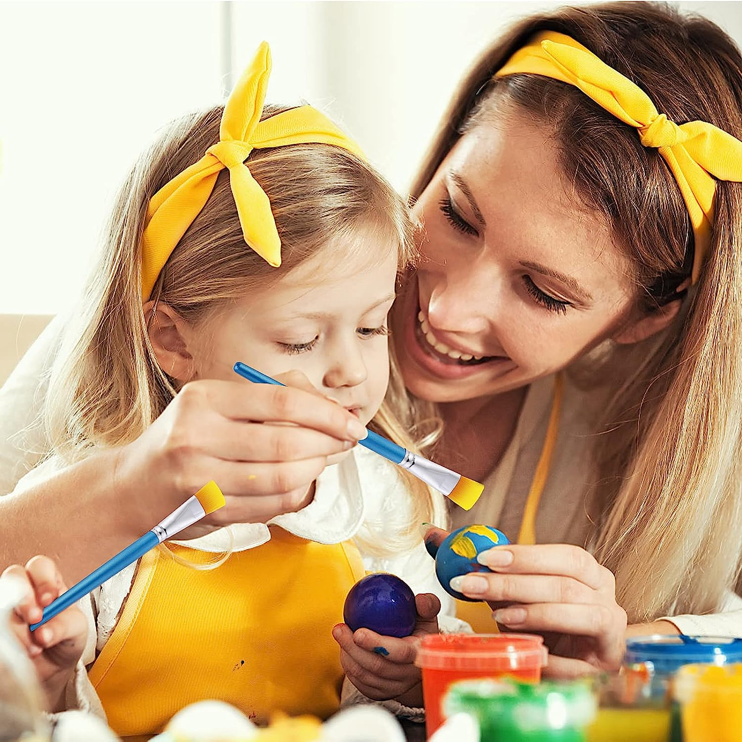 Prasacco 10 Pcs Flat Paint Brushes for Acrylic Painting, 1 Inch Art Paint Brushes Artist Painting Brush for Acrylic Watercolor Oil Detail Painting image number 1