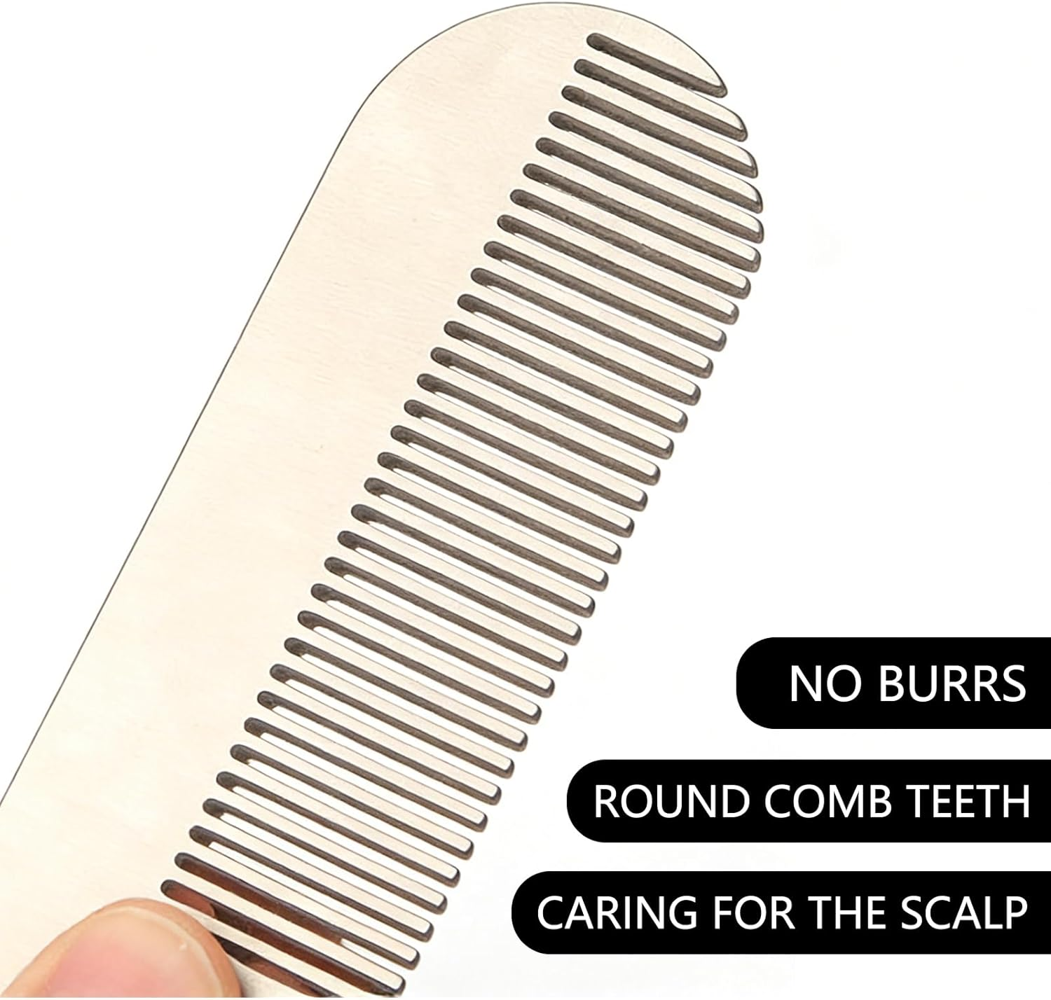 JANGJANG 4-Inch Stainless Steel Beard Comb, Anti-Static Fine-Tooth Design, Portable Pocket Travel Comb for Thinner Hair Beard Mustache Styling, Silver image number 3