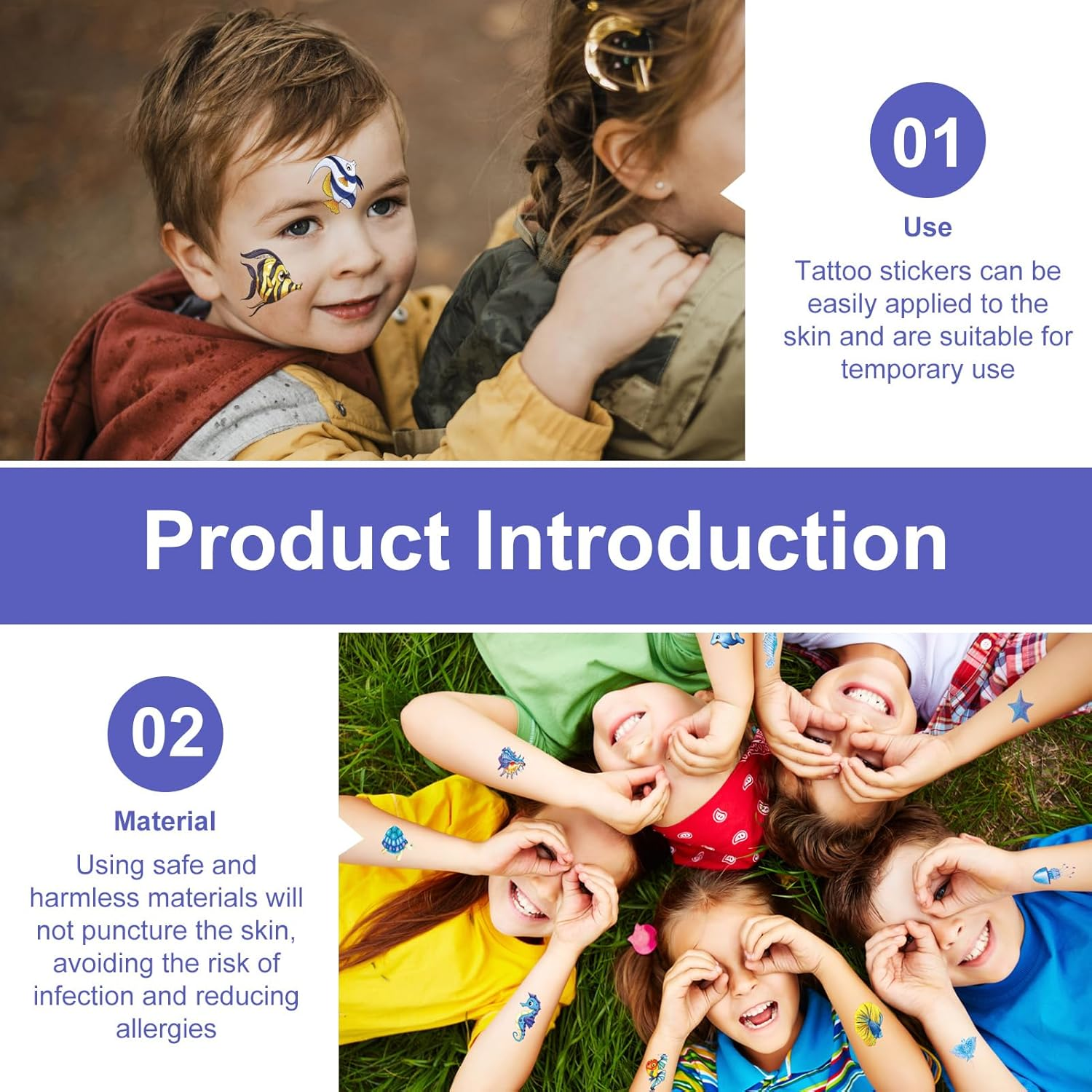 12 Sheets Sea Animals Tattoos, Glitter Underwater Tattoos for Children, Temporary Fake Tattoos with Shark, Octopus, Starfish, Waterproof Party Decoration for Birthday, under the Sea Theme Party And image number 6