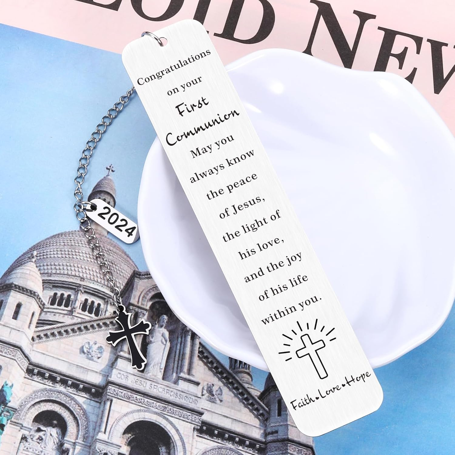 Christian Gifts for Women Men Christian Bookmarks Confirmation Gift for Him Her Baptism Gift for Son Daughter Godson Goddaughter First Holy Communion Gift Cross Book Mark Christian Sacrament Gift image number 2