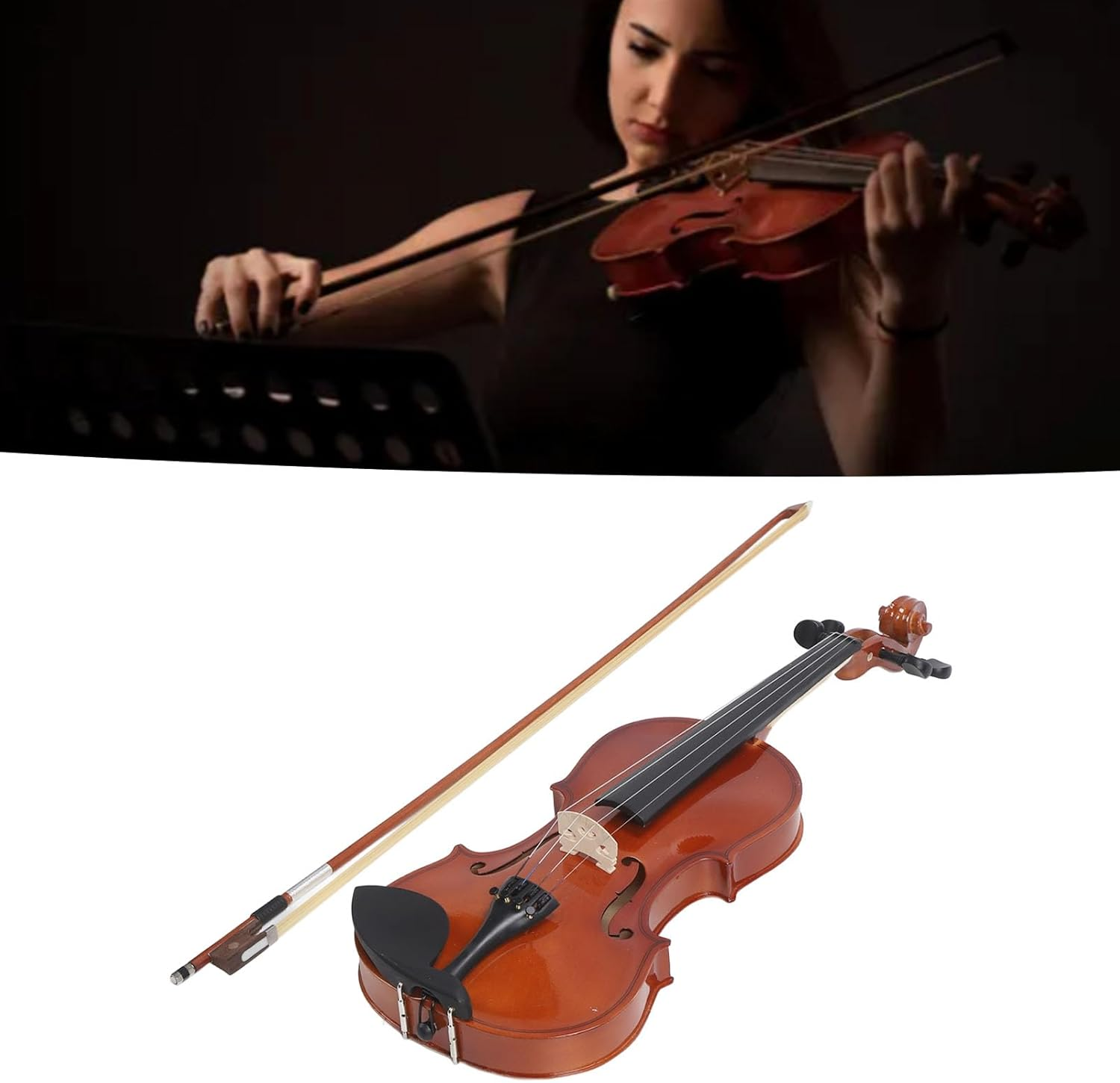 Beginner Violin, Acoustic Violin 4/4 Steel Wire Strings for Music Recording image number 6