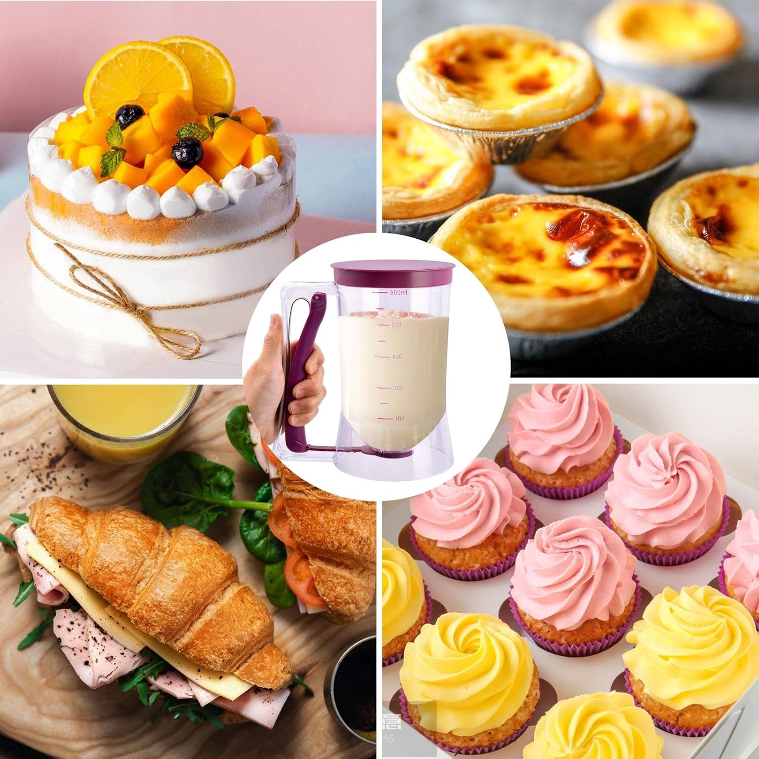 Batter Separator Cupcakes Pancakes Cookie Cake Waffles Batter Dispenser Cookie Separator Batter Cream Speratator Cup Measuring Baking Tools image number 2